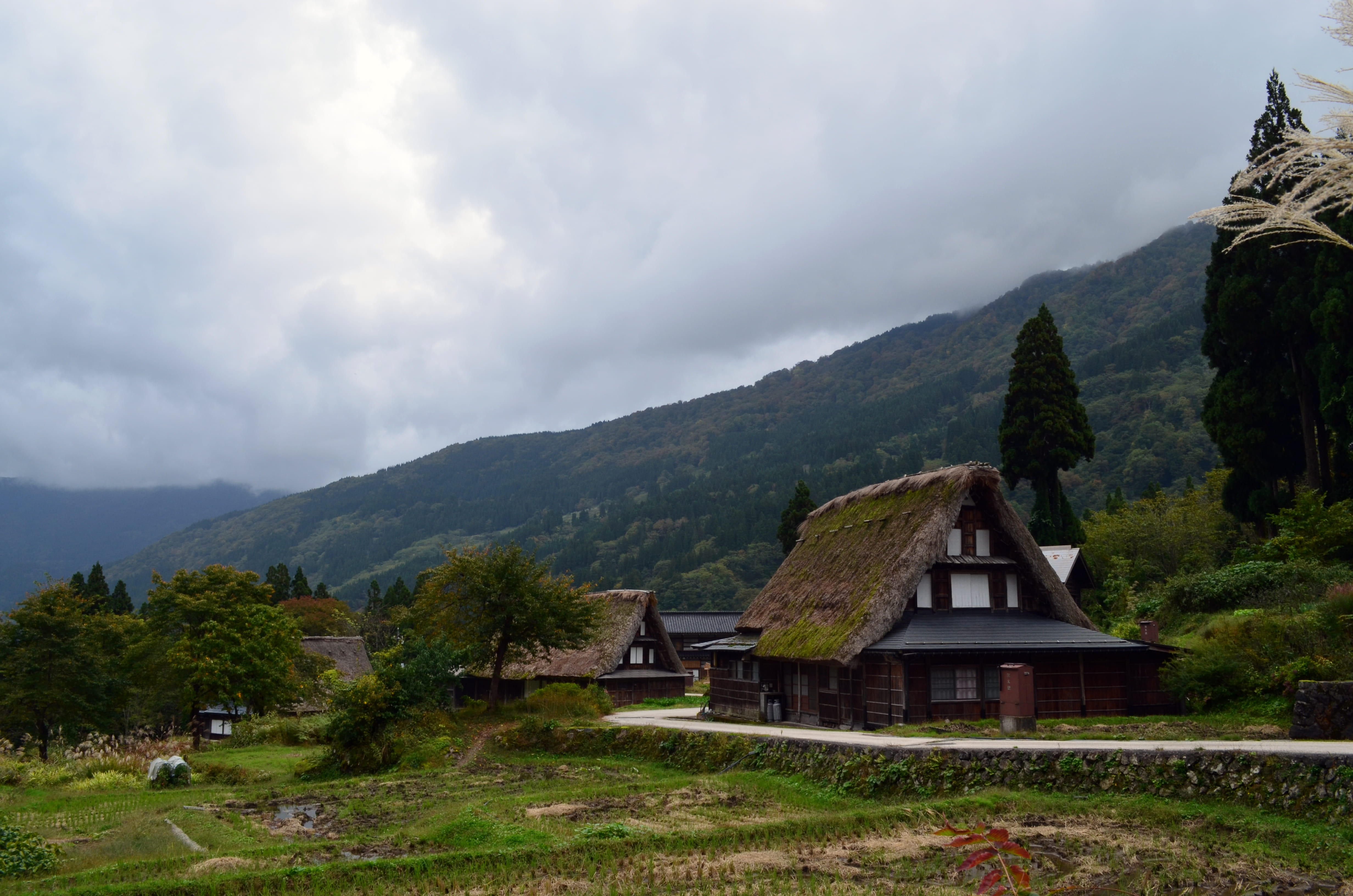 outdoors, sky, japan, house, countryside, cottage, environment, architecture, building exterior, cloud - sky, scenics - nature, nature, day, plant, mountain range, HD Wallpaper