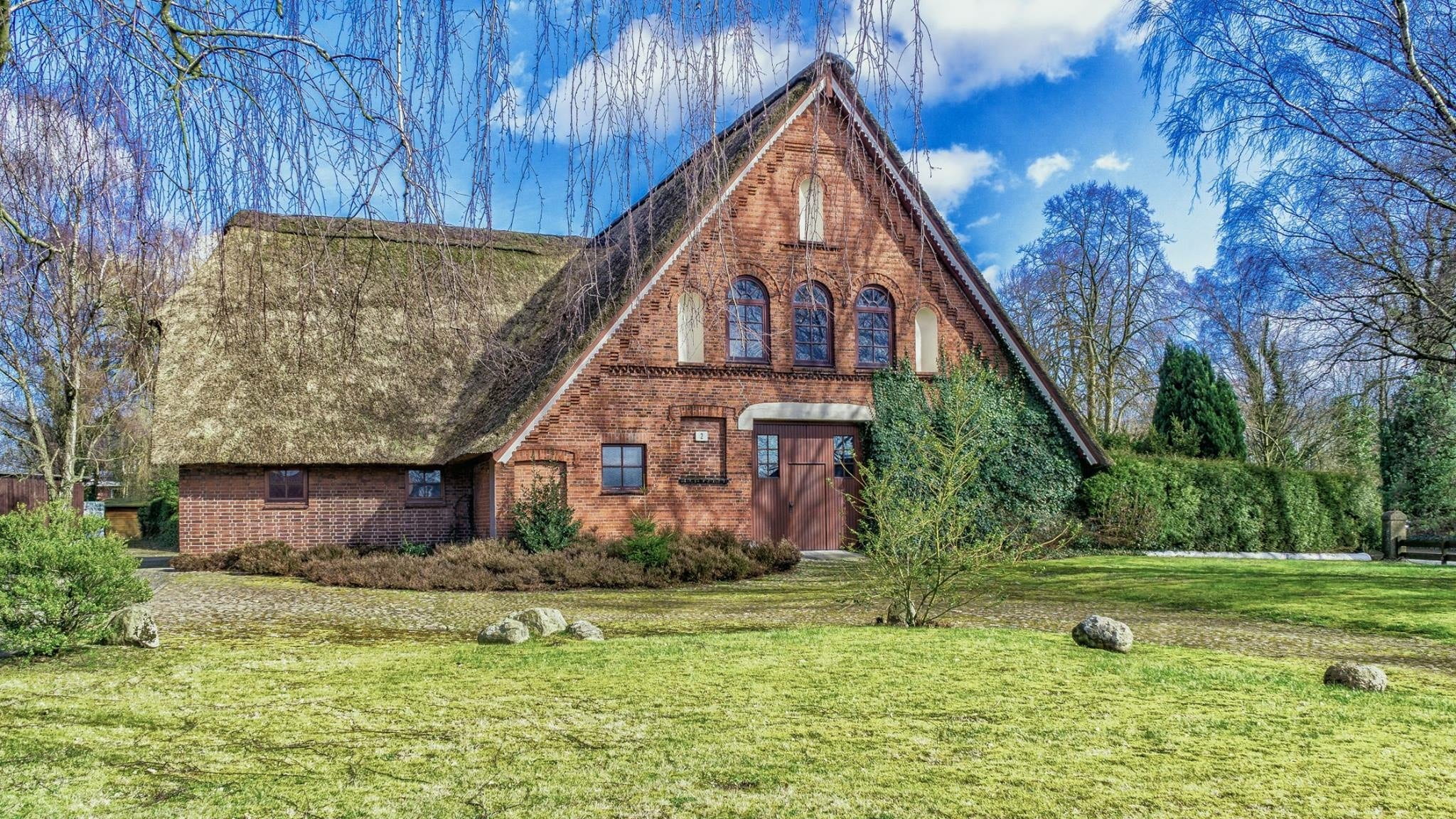 1080P, old farmhouse, seefeld, cloud - sky, illustration, nostalgia, landscape, house, built structure, no people, rural scene, agricultural building, HD Wallpaper