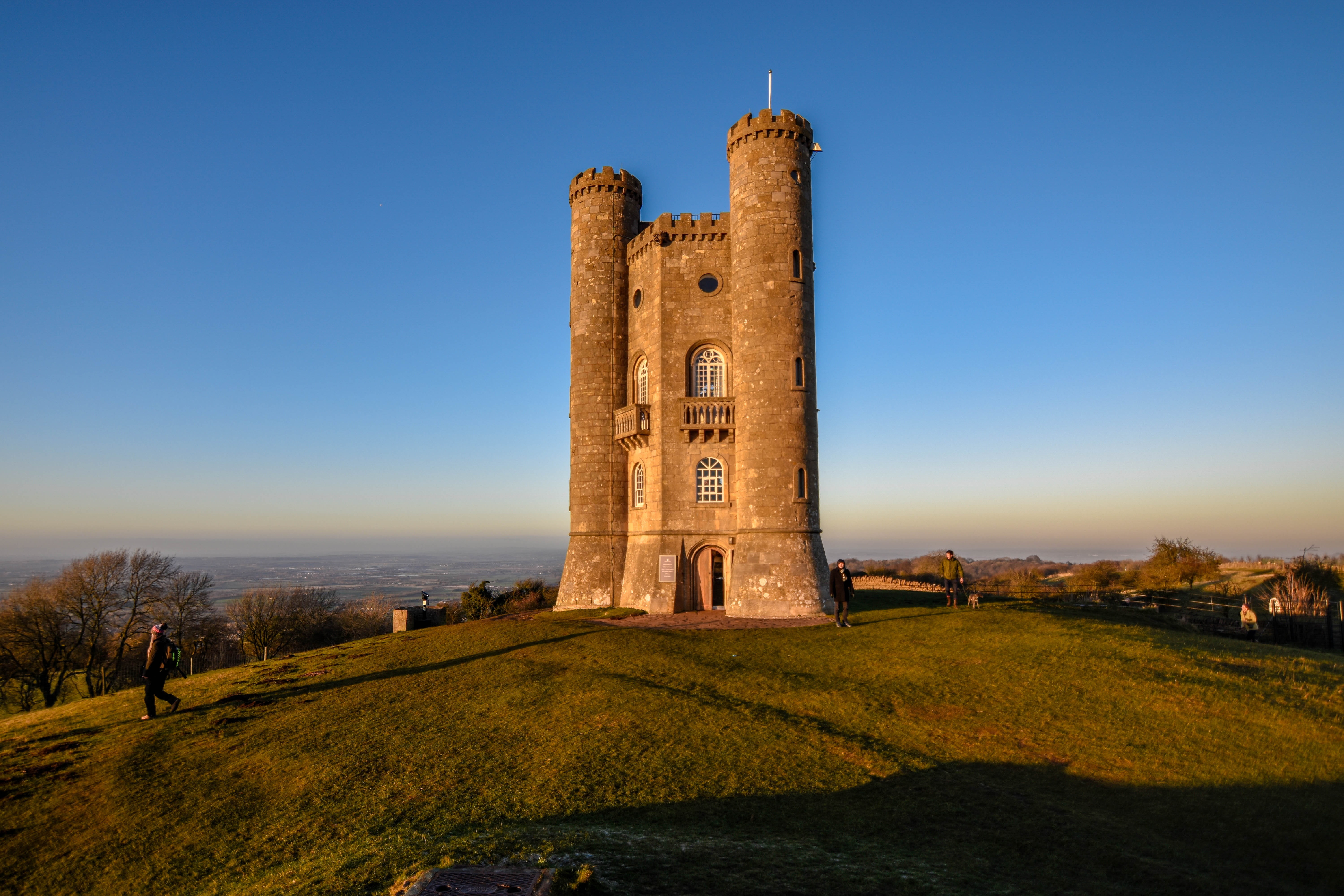 the past, broadway tower, ancient, landscape, travel destinations, plant, nature, old, architecture, built structure, sunset, old ruin, outdoors, sky, no people, HD Wallpaper