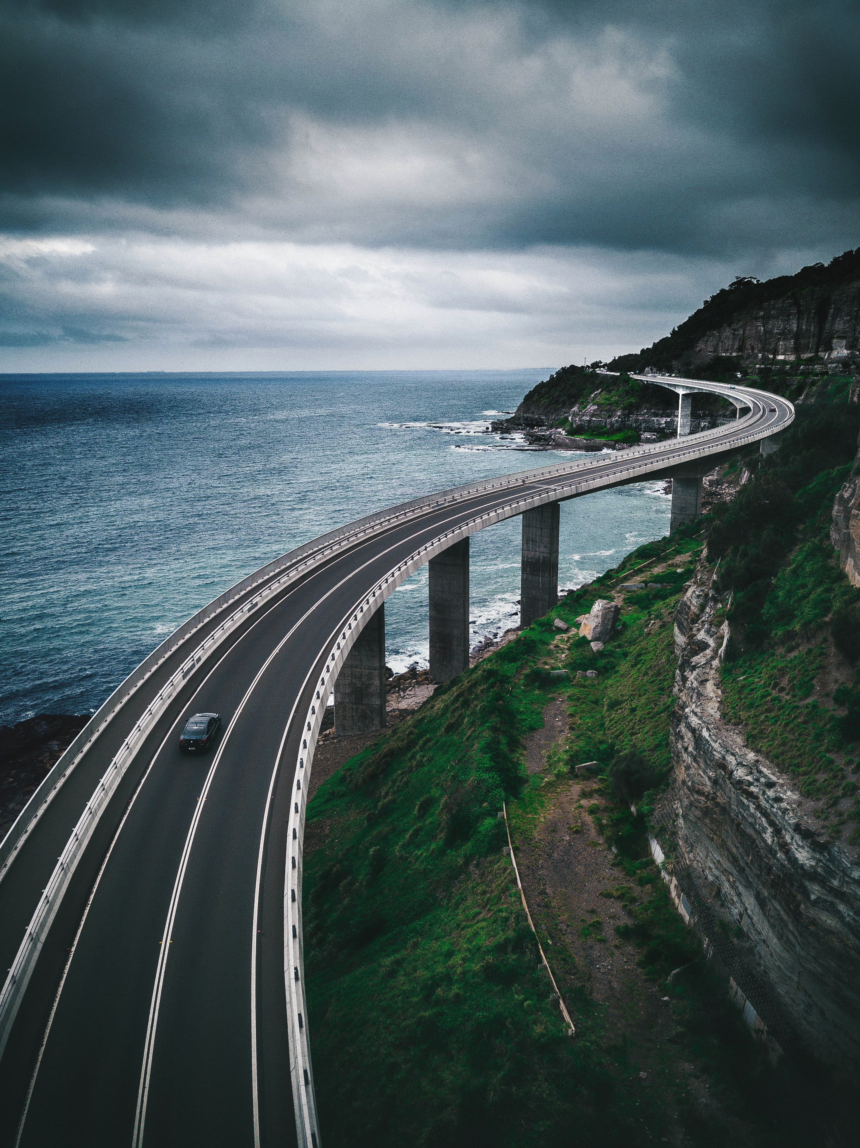 uSA, coastline, curve, black, architecture, scenics, sky, mountains, rock - Object, highway, water, road, cliff, horizon over water, tourism, gray, scenics - nature, Phone HD Wallpaper