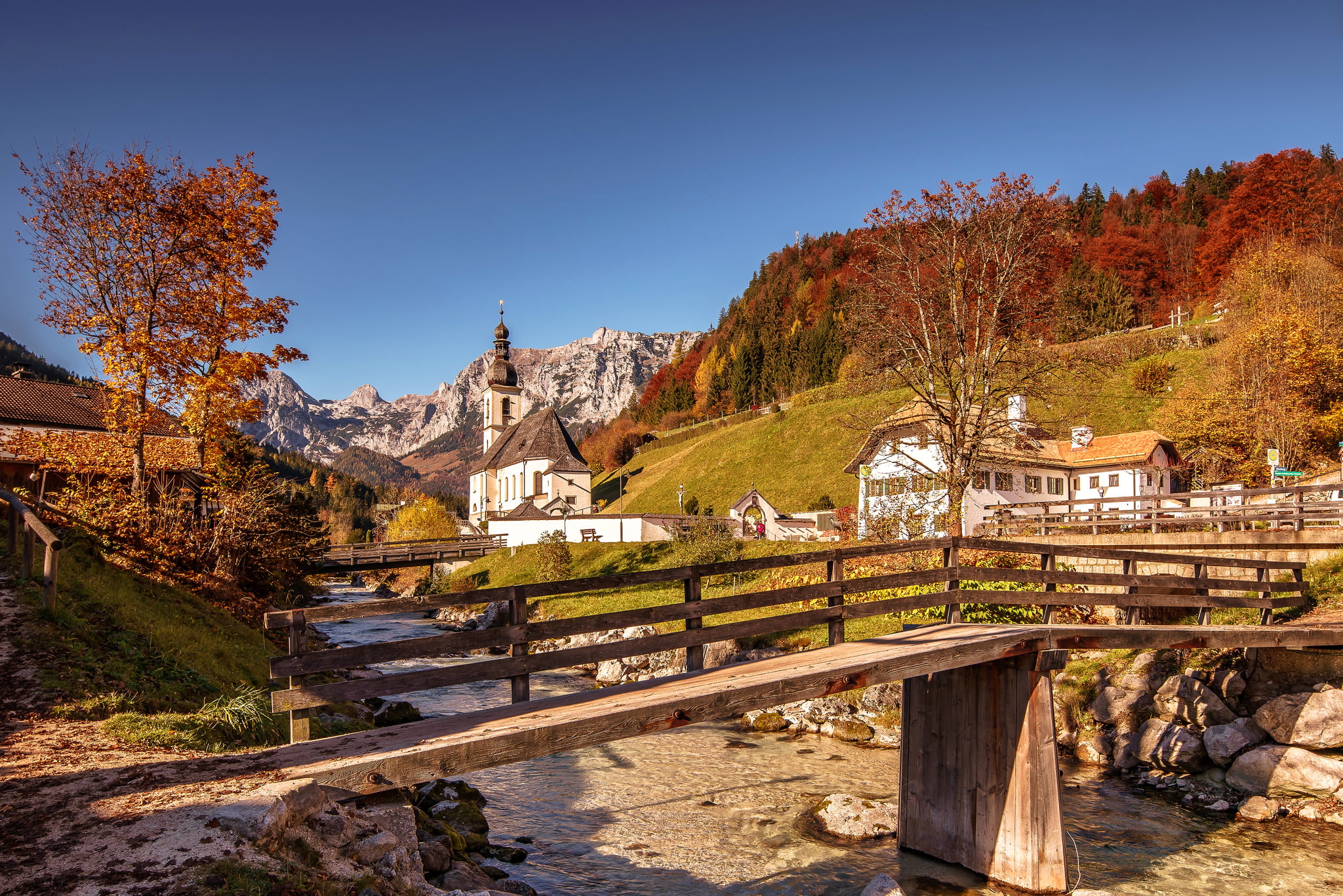 landscape, scenics, rural Scene, sky, 1080P, valley, built structure, plant, beauty In Nature, building exterior, house, european Alps, forest, no People, HD Wallpaper