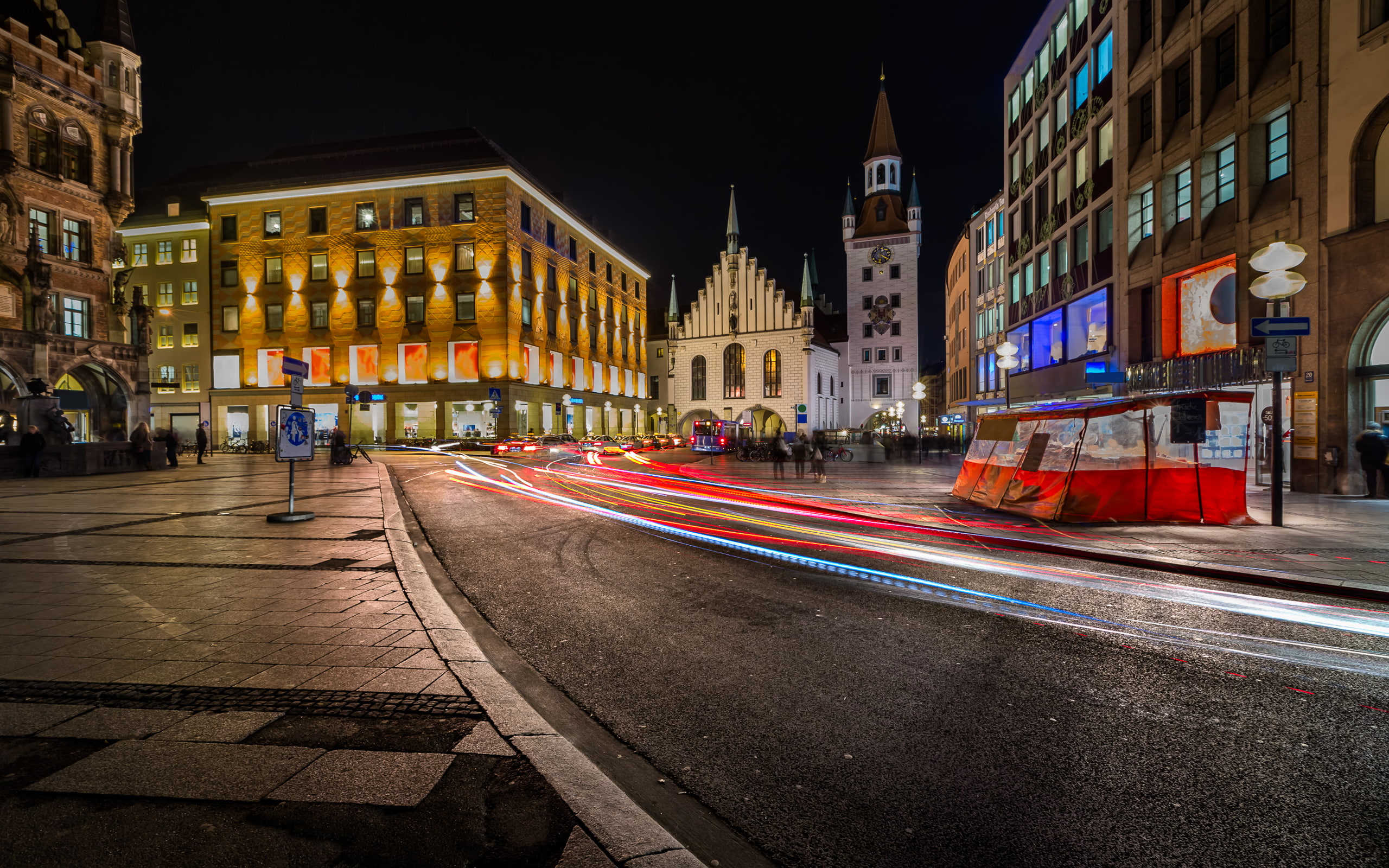 town, old, hall, munich, ger, marienplatz, night, 2K, bavaria, HD Wallpaper