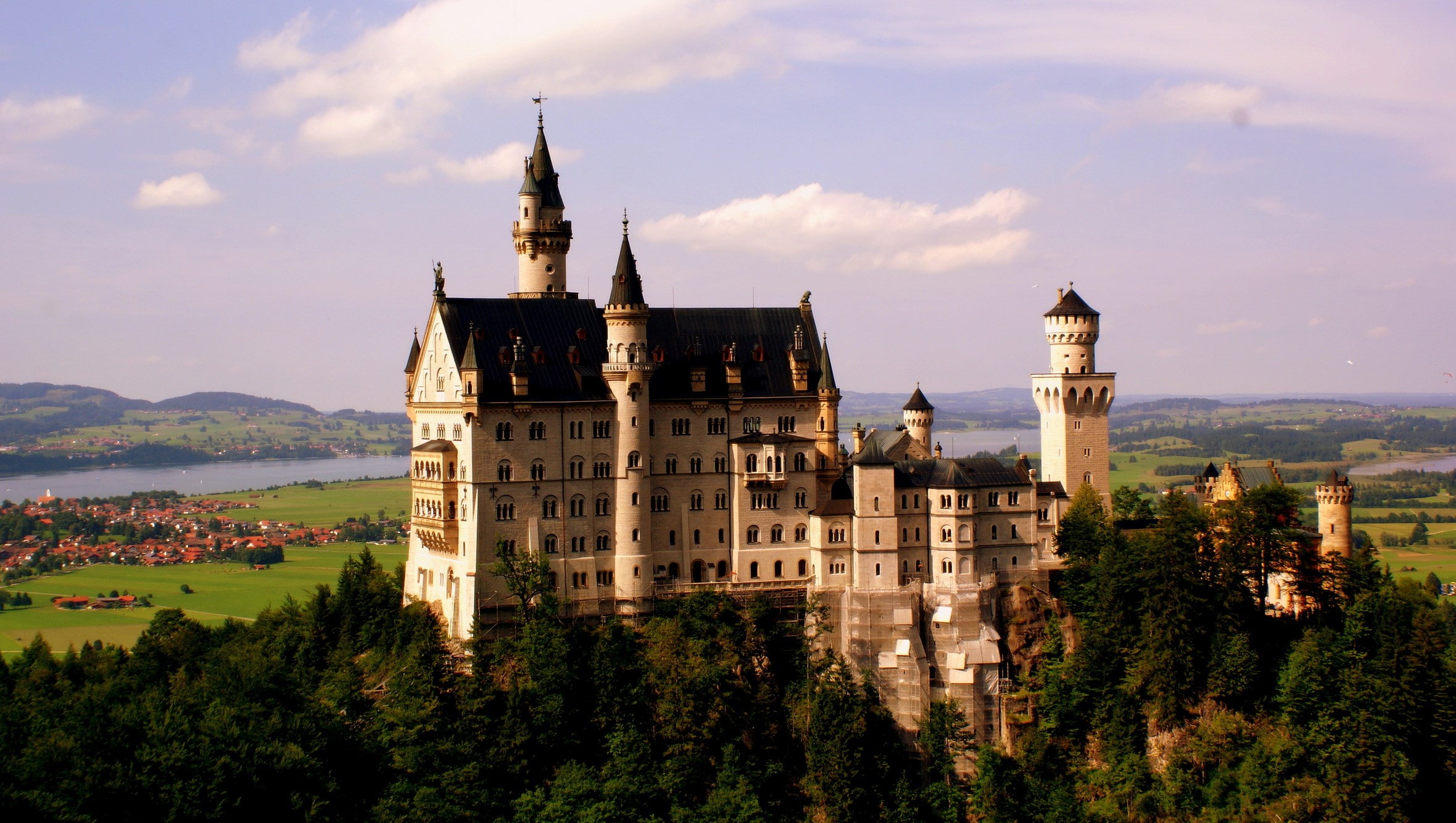 outdoors, day, no people, travel, built structure, 1080P, building exterior, neuschwanstein castle, the past, tower, travel destinations, building, plant, HD Wallpaper