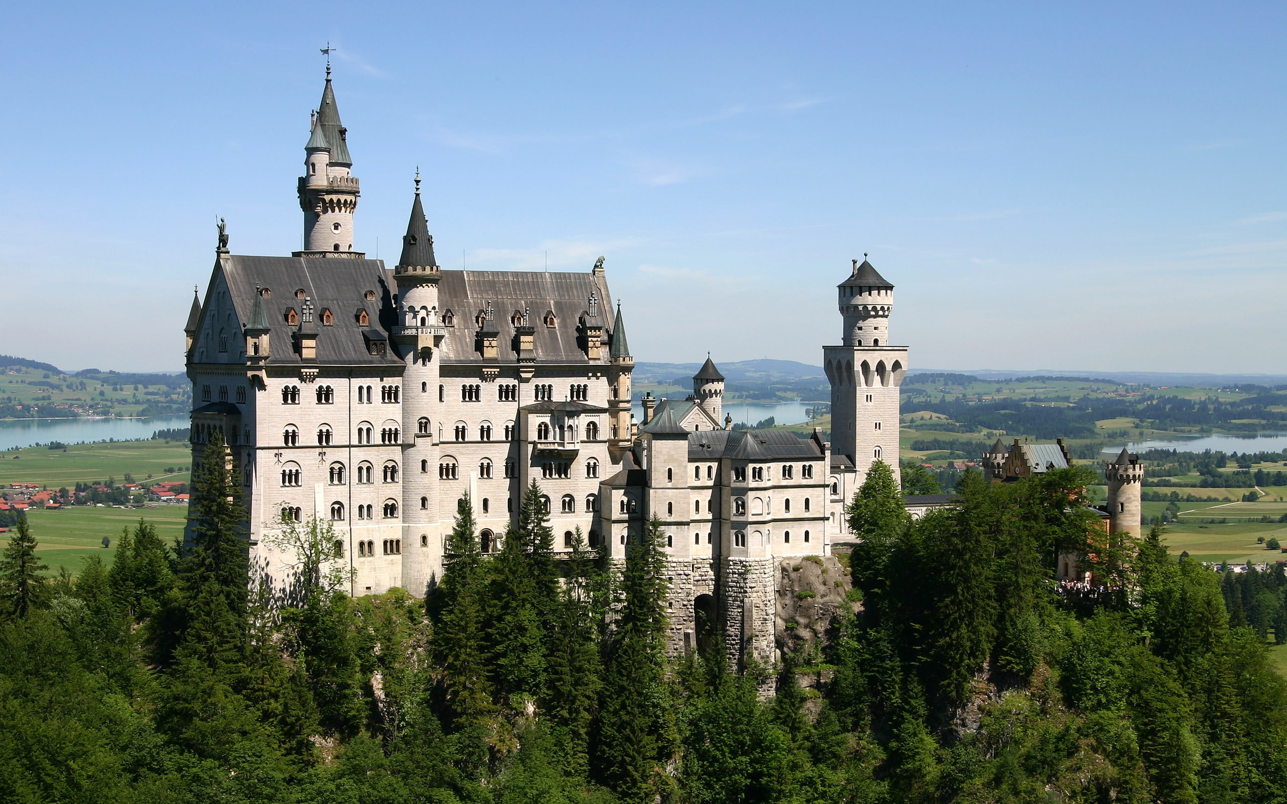 history, neuschwanstein, 2K, castle, white, view, monument, background, black, bavaria, HD Wallpaper