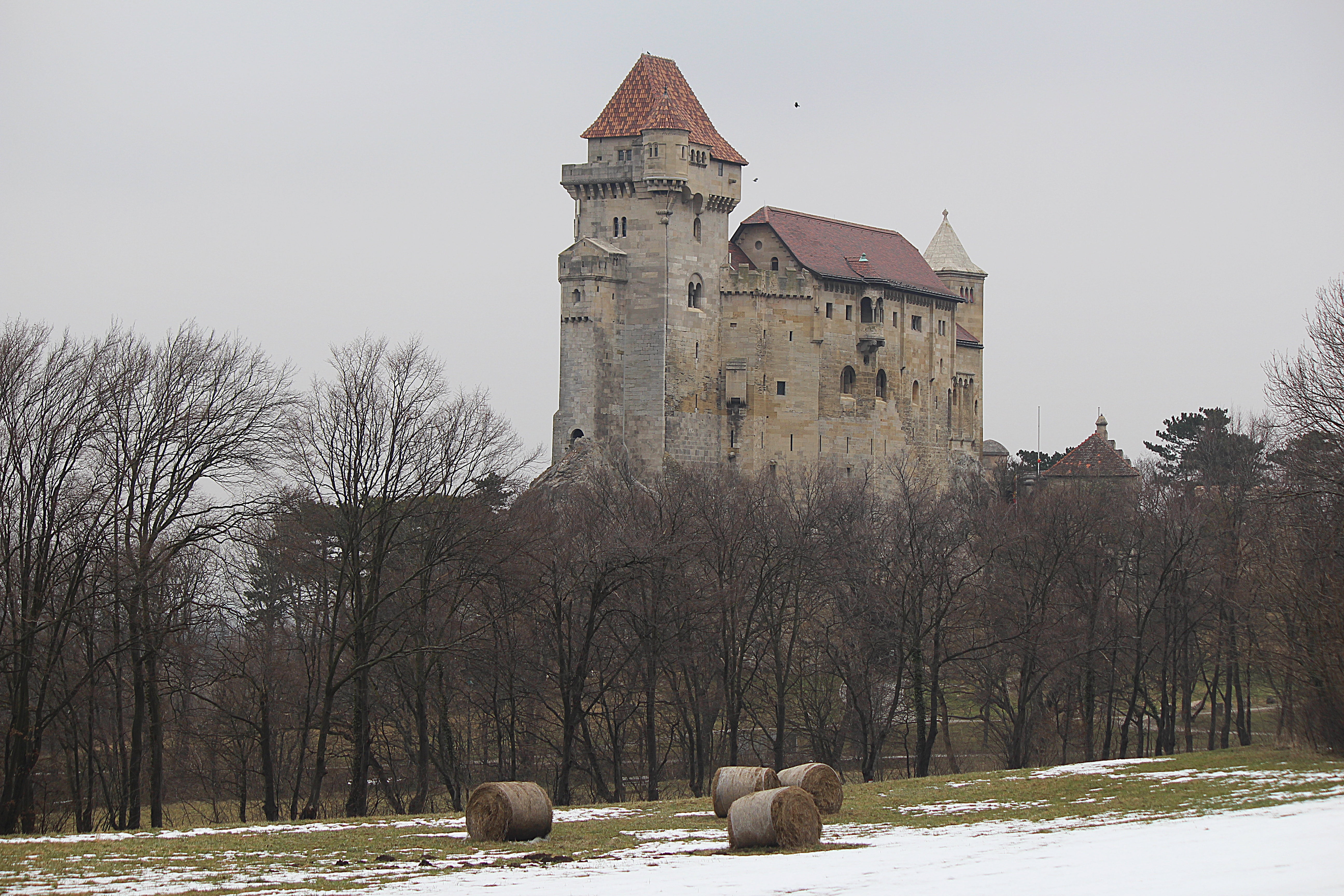 castle, 5K, lichtenstein, history, winter, middle ages, cold temperature, religion, architecture, building exterior, bare tree, tree, snow, tower, built structure, HD Wallpaper