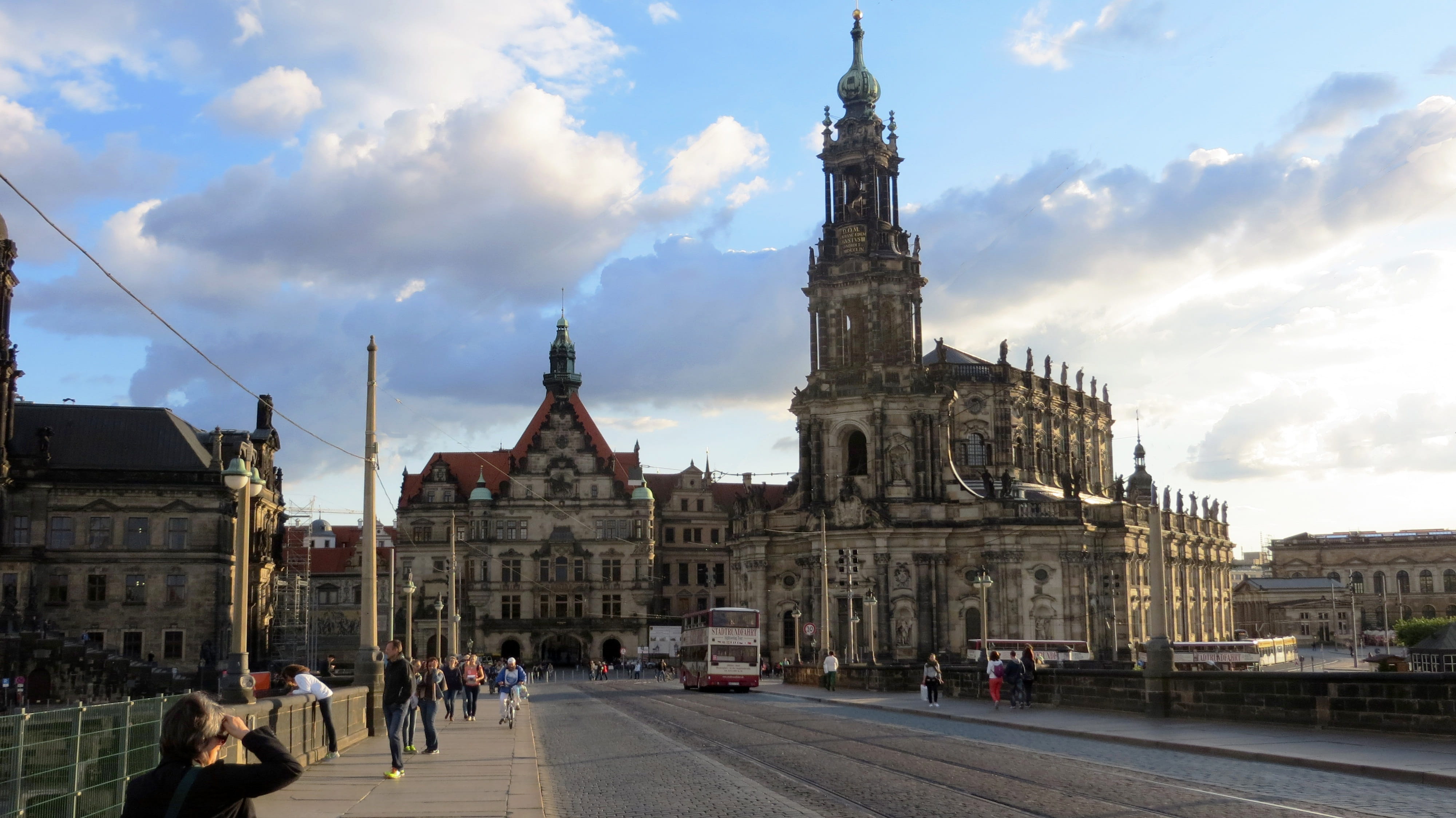 Building, outdoors, spirituality, 4K, people, built structure, Dresden, cloud - sky, belief, cathedral, Cathedral, nature, travel, near, tourism, Town, HD Wallpaper