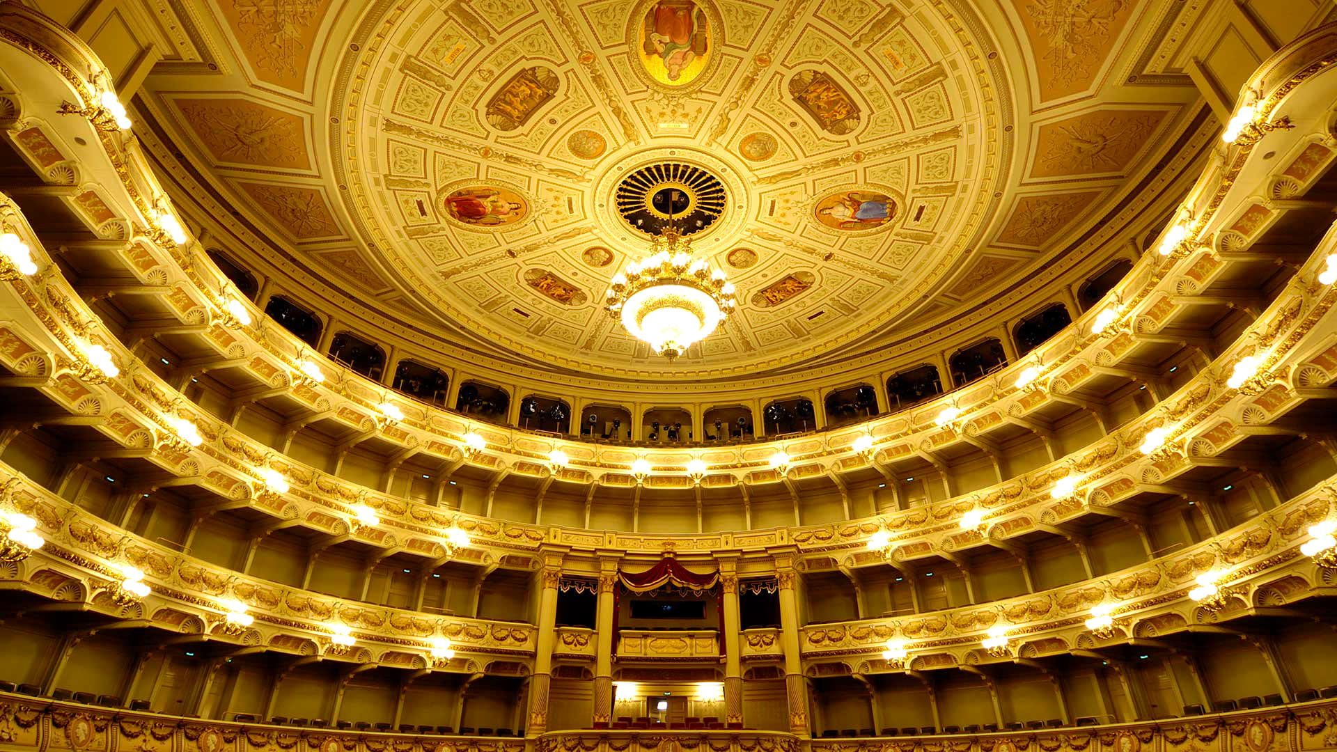 Saxony, 1080P, Germany, balcony, theatre, Dresden, bed, hall, Opera, HD Wallpaper