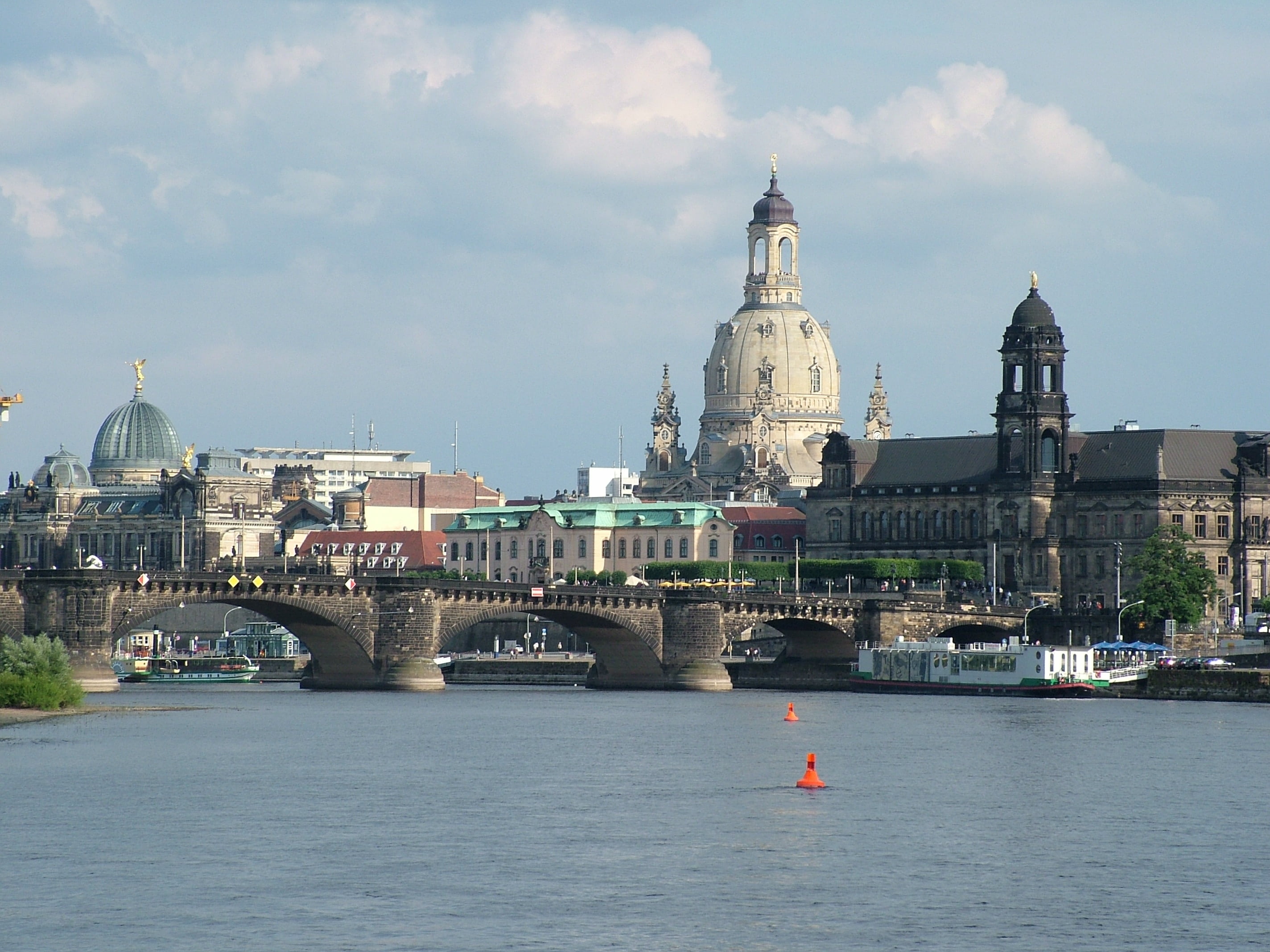 transportation, place of worship, building, saxony, cloud - sky, bridge - Man Made Structure, travel, spirituality, famous Place, 2K, sky, cityscape, nature, HD Wallpaper