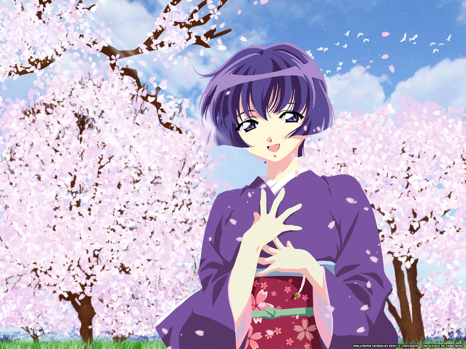 japan, digital composite, springtime, beauty, human Face, female, spring, cute, blossom, outdoors, young women, 720P, plant, sky, young Adult, ai yori aoshi, HD Wallpaper