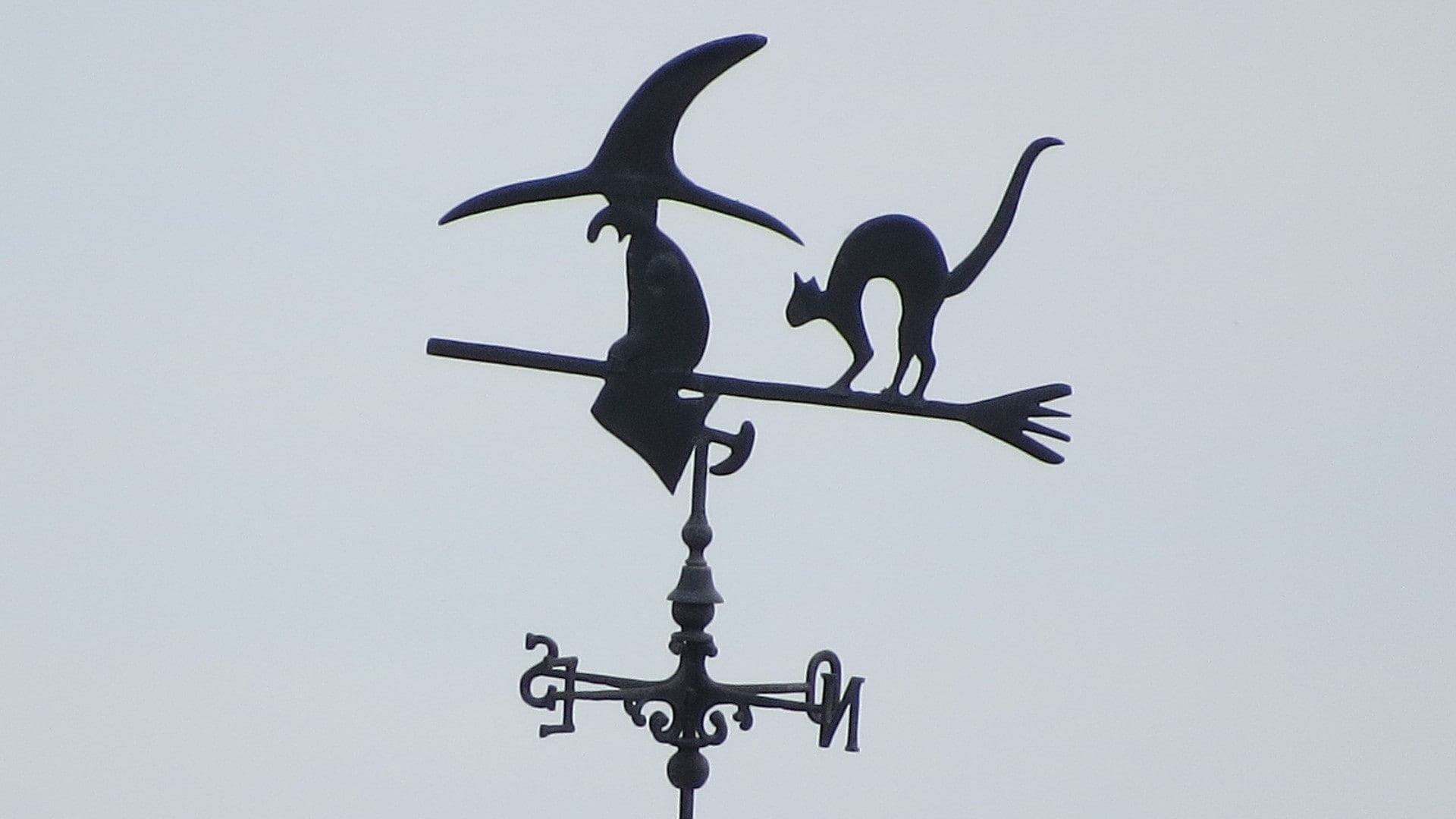 nature, witch, group of animals, weather vane, bird, sky, animal themes, representation, 1080P, metal, clear sky, day, low angle view, vertebrate, animals in the wild, HD Wallpaper