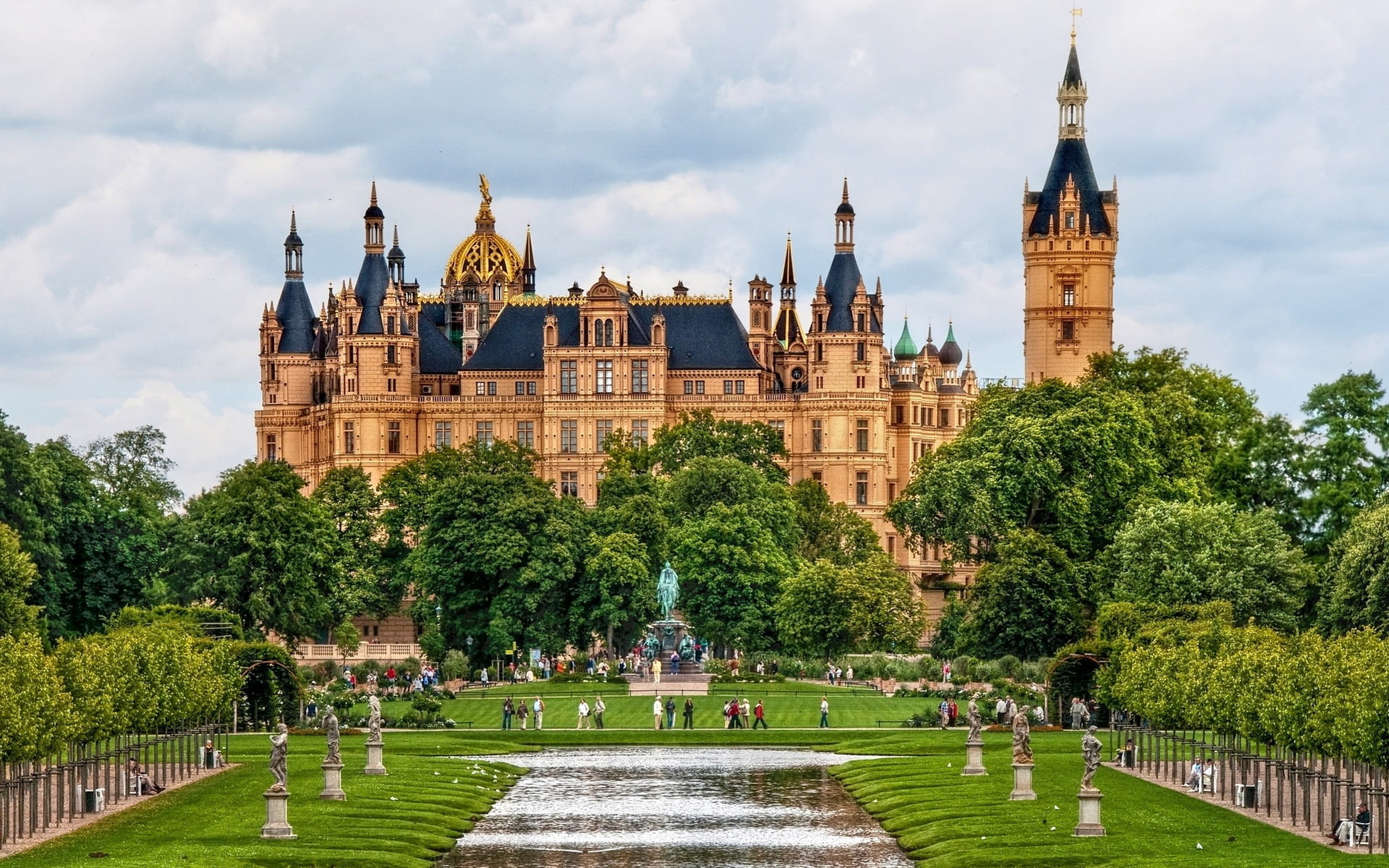 Schwerin, Castle, Germany, 1080P, brown, black, HD Wallpaper