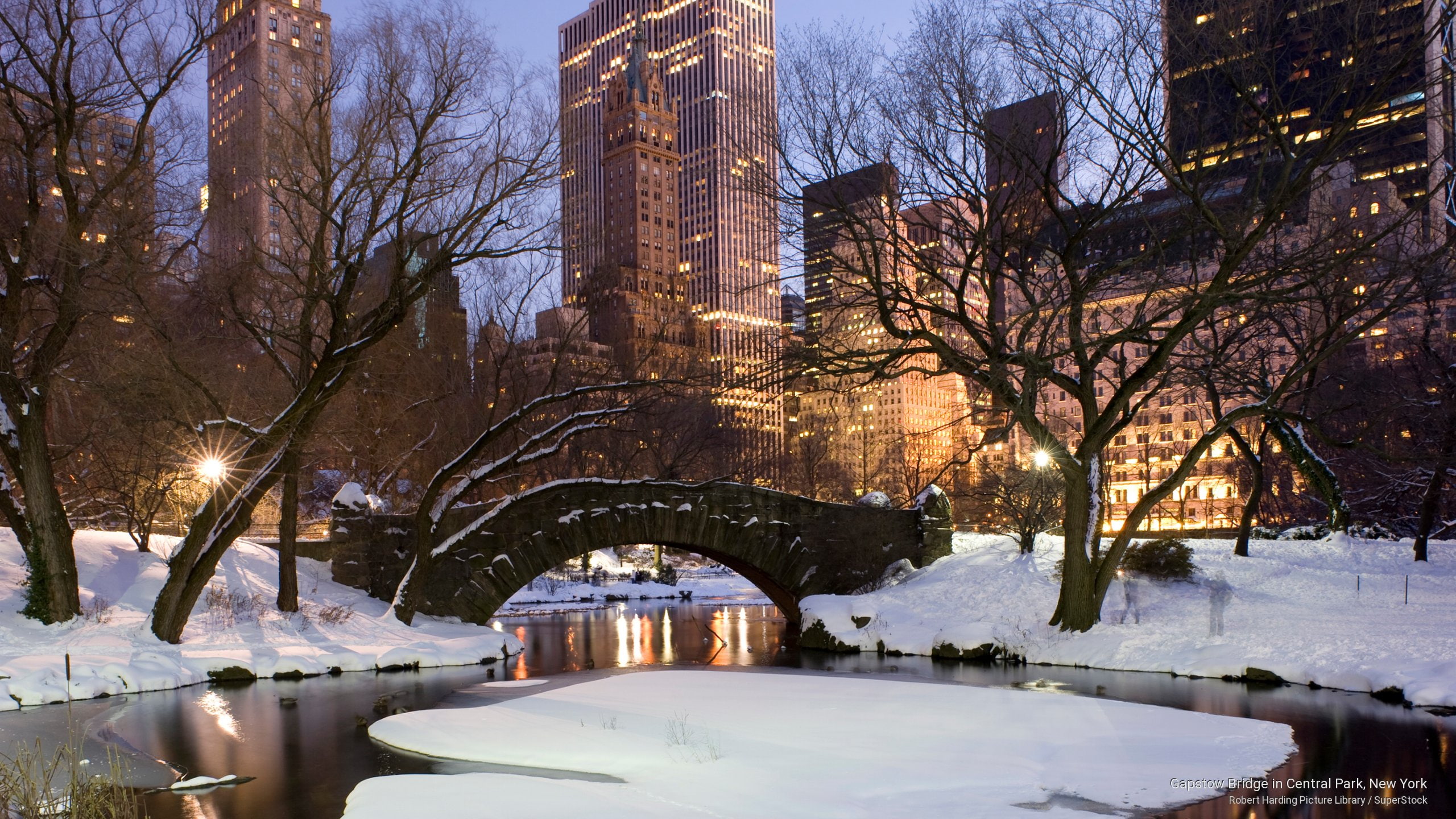 Winter, park, york, new, 2K, gapstow, bridge, central, HD Wallpaper