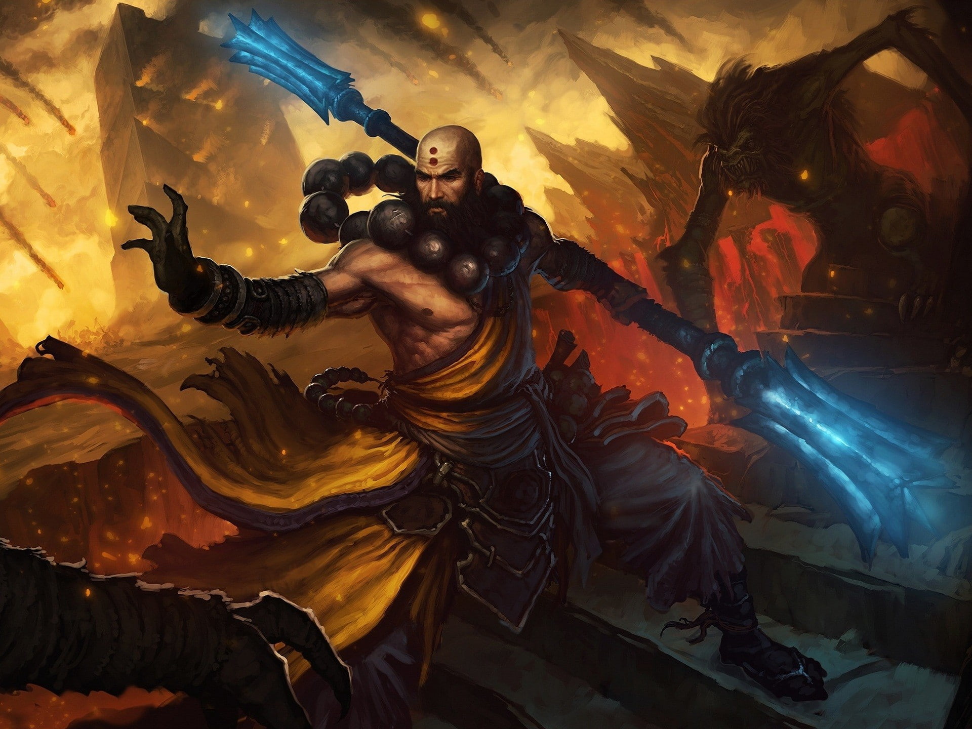 artwork, diablo, monk, shaolin, 1080P, iii, games, video, HD Wallpaper