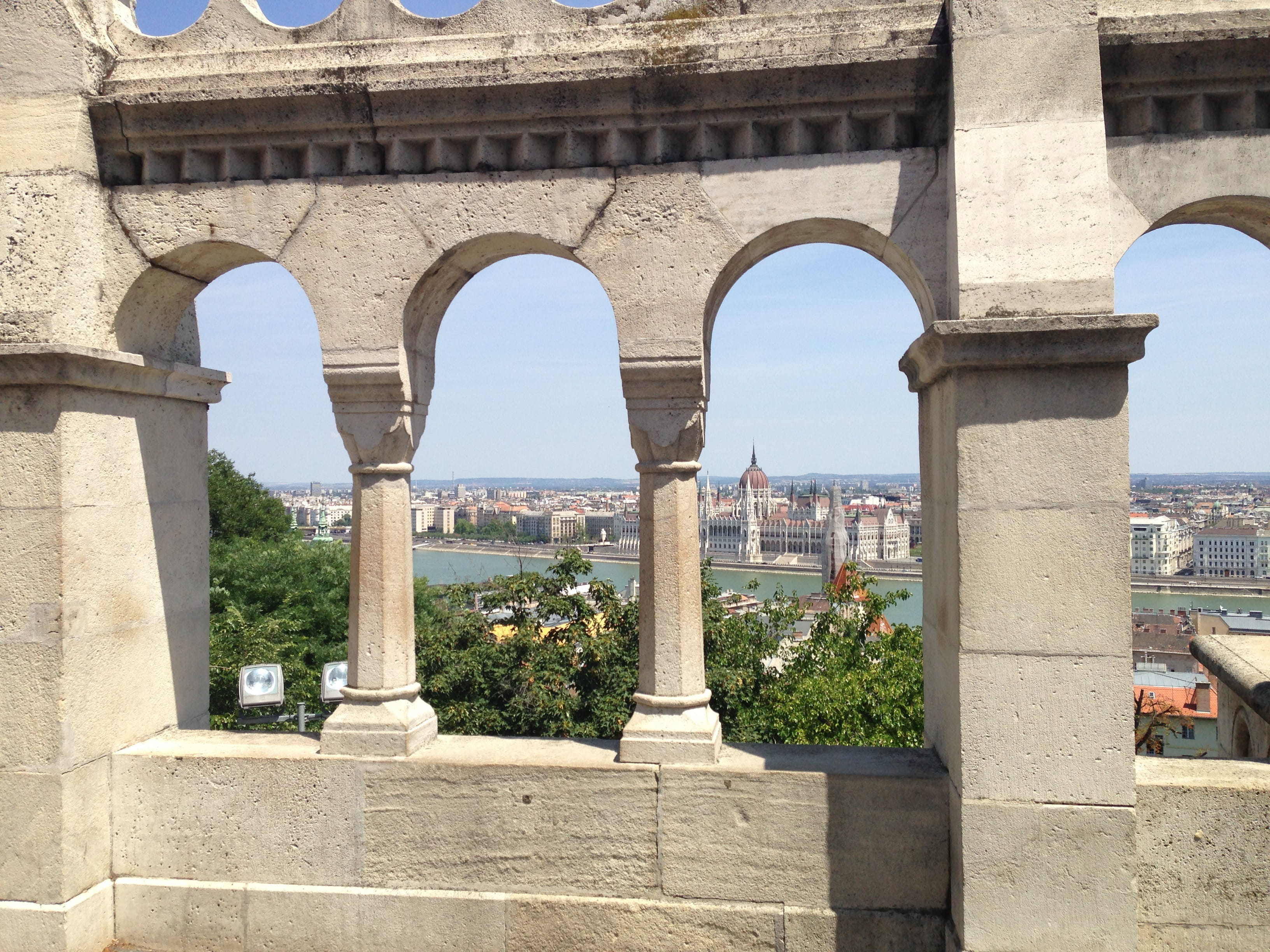 city, capital, outdoors, colonnade, Hungary, plant, castle area, the past, travel destinations, FishermenS Bastion, parliament, buda, no people, arch, building, HD Wallpaper