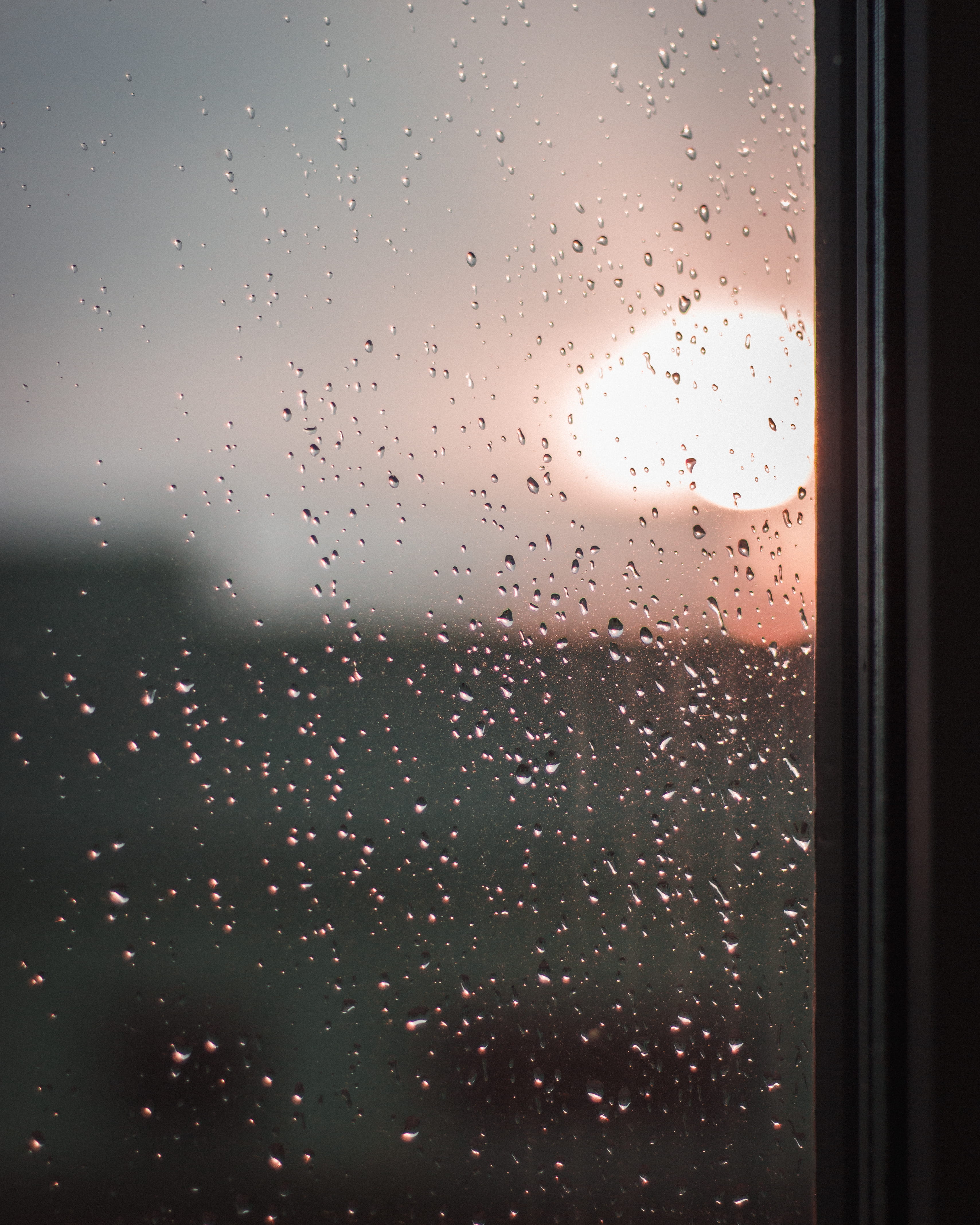 raindrop, sky, close-up, glass - material, sunset, water, no people, full frame, focus on foreground, window, rainy season, rain, gothenburg, raindrops, Phone HD Wallpaper