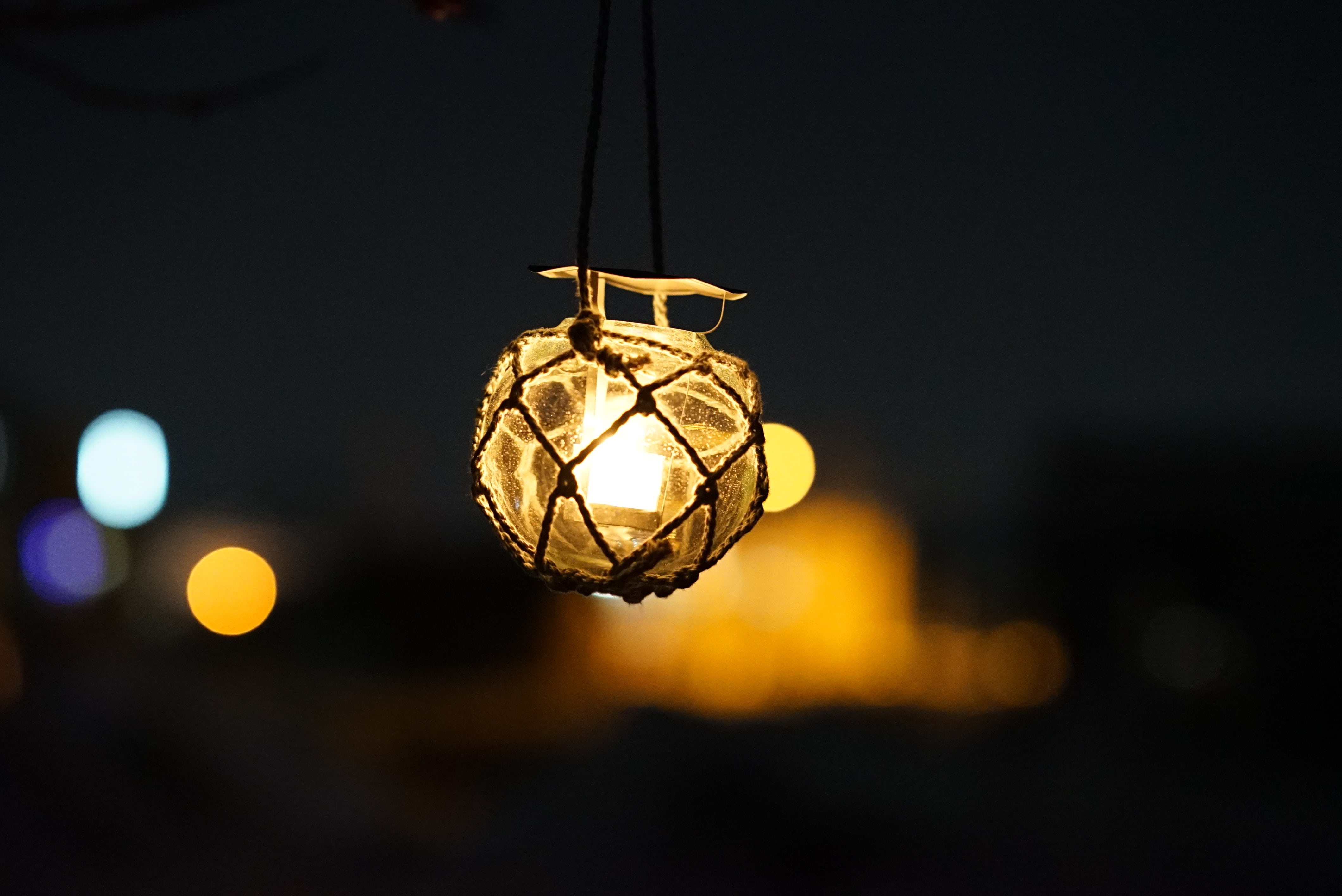 night, snow, celebration, electricity, illuminated, close-up, no people, hanging, otaru, light - natural phenomenon, christmas ornament, outdoors, jade, HD Wallpaper