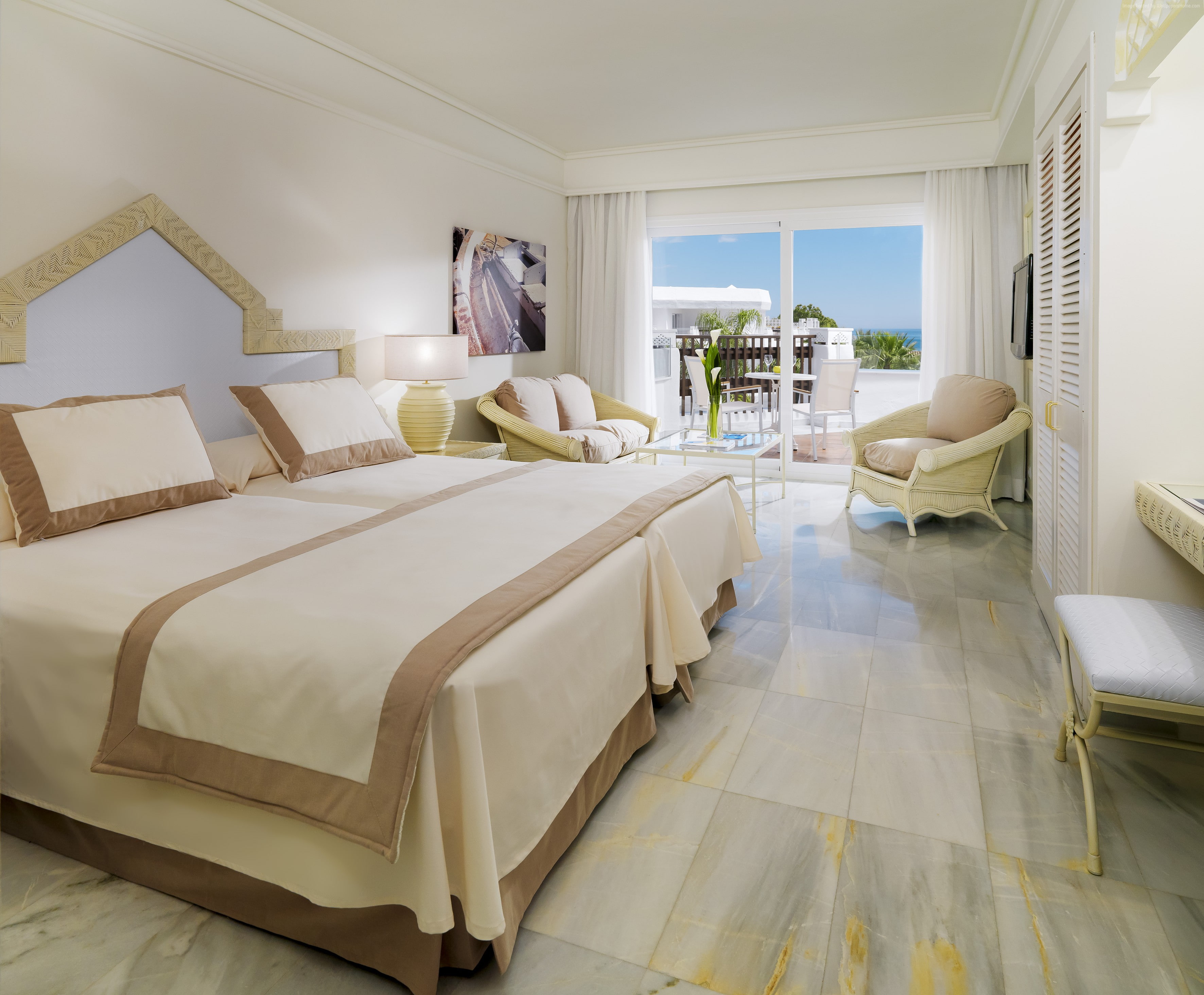 travel, bed, Best Hotels of 2015, vacation, room, tourism, Iberostar Marbella Coral Beach, 2K, white, resort, HD Wallpaper