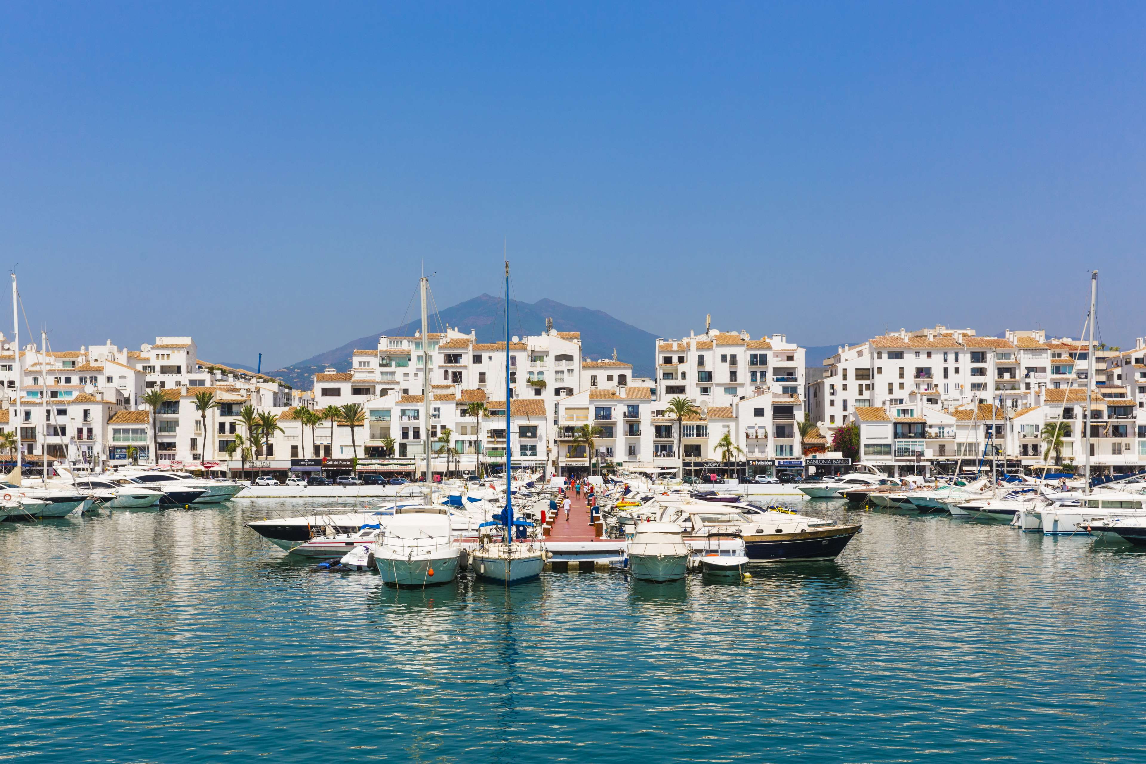 outdoors, nautical vessel, luxury, sky, nature, water, architecture, moored, mode of transportation, sailboat, transportation, spain, marbella, day, clear sky, HD Wallpaper
