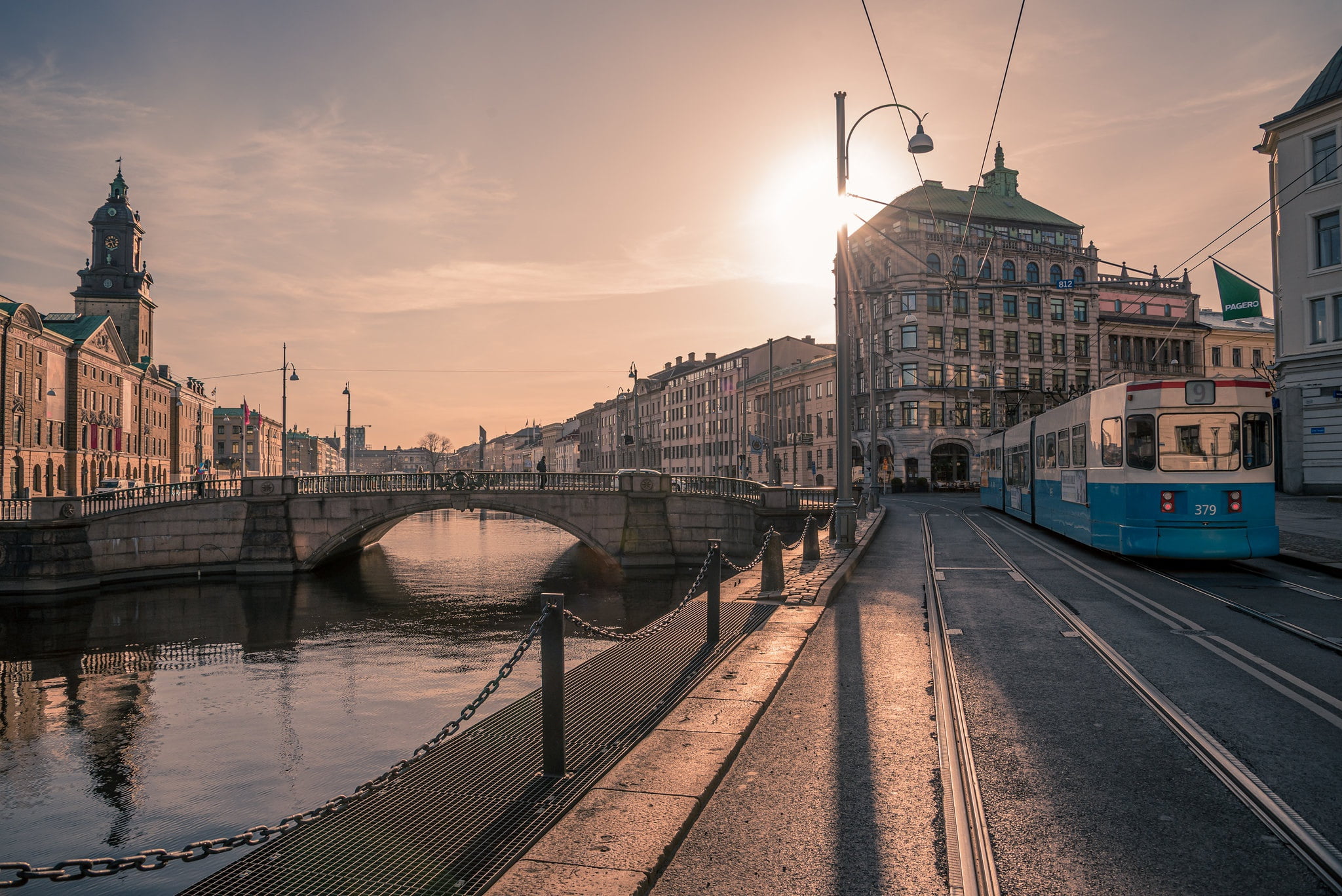 Sweden, 1080P, tram, promenade, Gothenburg, morning, HD Wallpaper