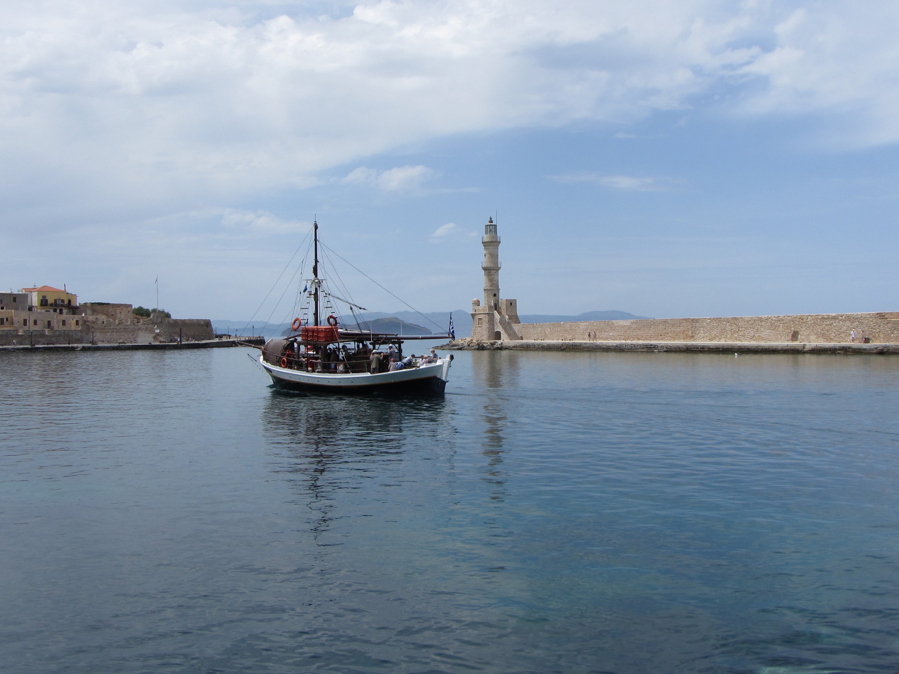 travel, daytime, transportation, beauty in nature, sailboat, built structure, boat, island of crete, white, no people, lighthouse, mode of transportation, HD Wallpaper