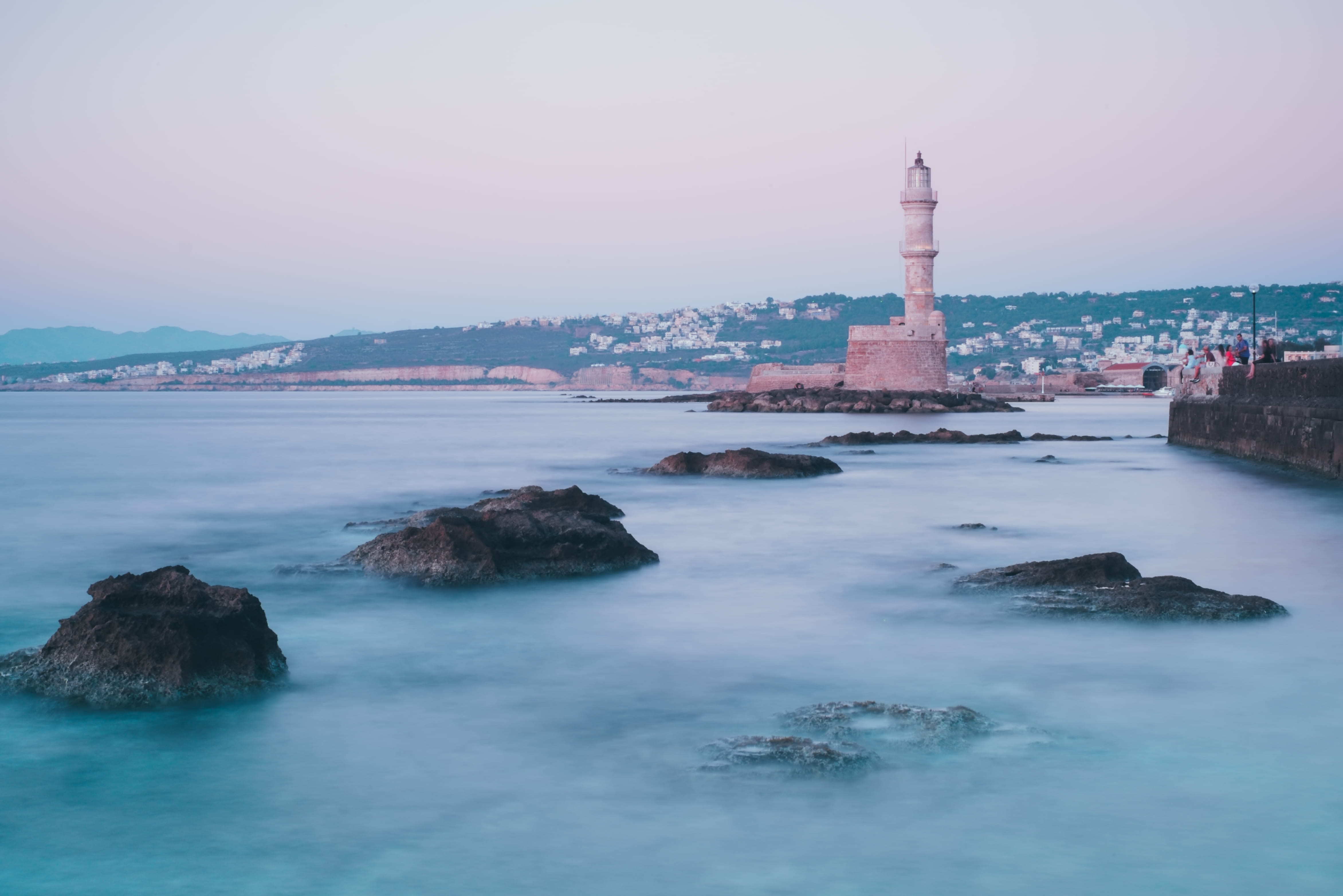 rocks, no people, outdoors, building, shore, built structure, building exterior, skyscraper, landscape, sky, rock, solid, lighthouse, beauty in nature, HD Wallpaper