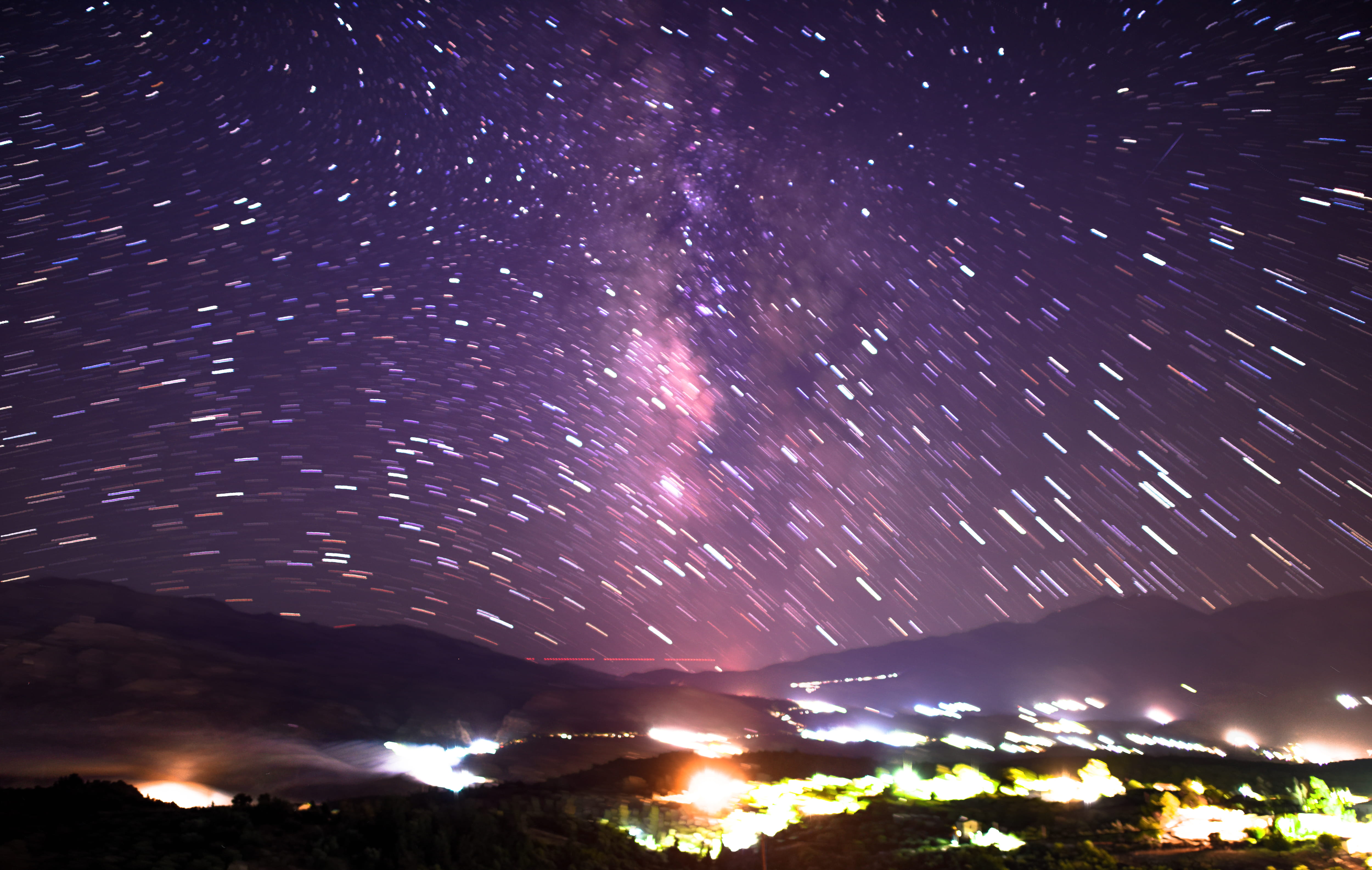 sky, illuminated, astronomy, chania, scenics - nature, tree, star field, crete, tranquility, star, long exposure, no people, greece, low angle view, space, HD Wallpaper
