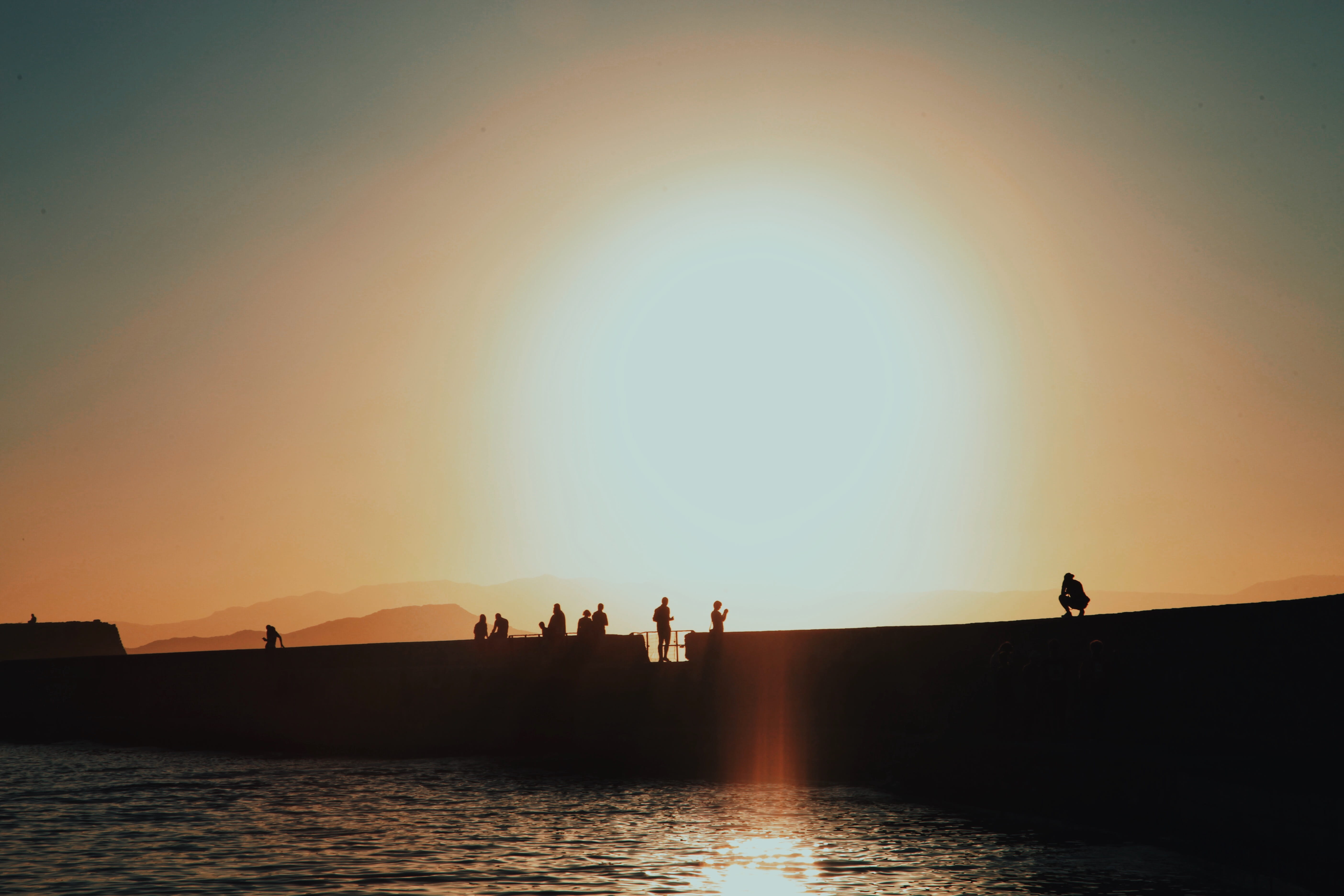 night, evening, leisure activity, clear sky, outdoors, contrast, sea, sky, chania, tranquil scene, silhouette, medium group of people, lifestyles, people, HD Wallpaper