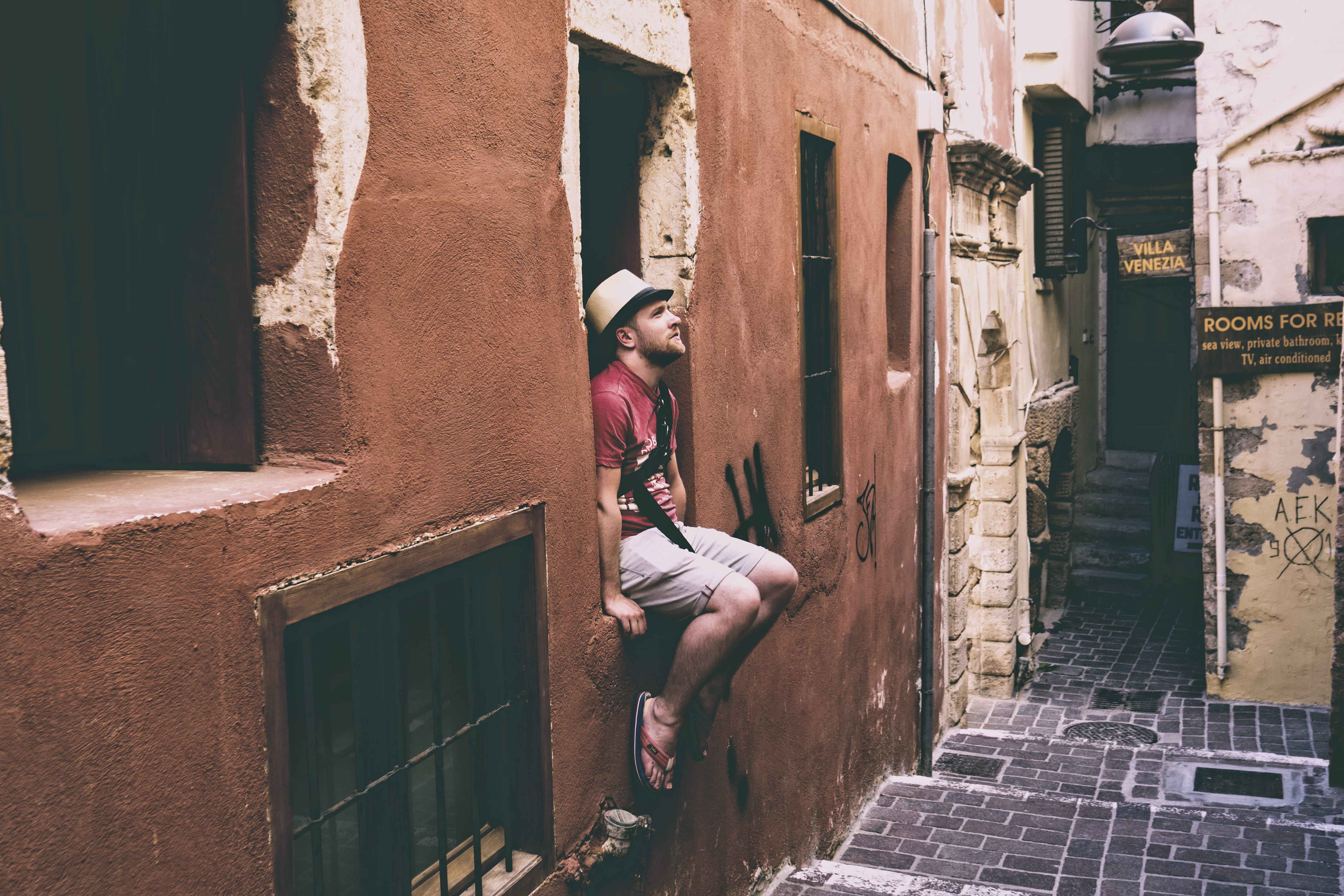 real people, lifestyles, architecture, greece, man, 4K, casual clothing, chania, graffiti, built structure, women, thinking, nature, day, stone, outdoors, HD Wallpaper