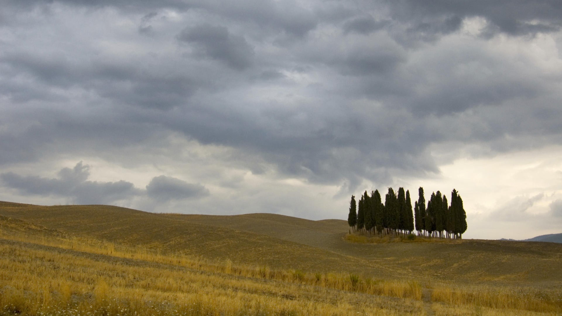 clouds, trees, landscape, nature, sky, Crete, 1080P, HD Wallpaper