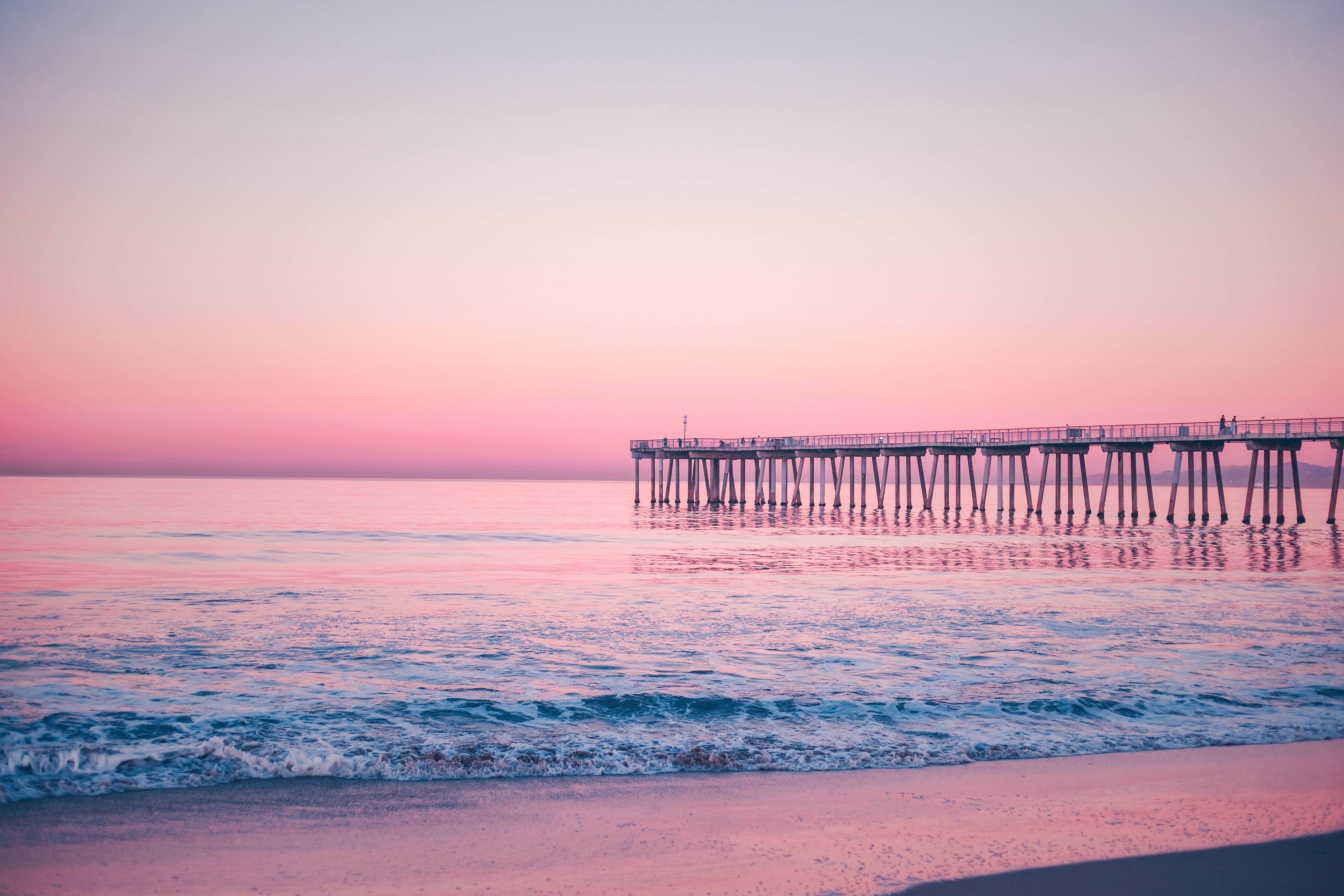 bodies, 5K, sea, water, tranquil scene, horizon over water, nature, near, blue, no people, wooden, motion, beauty in nature, romantic sky, purple, horizon, HD Wallpaper