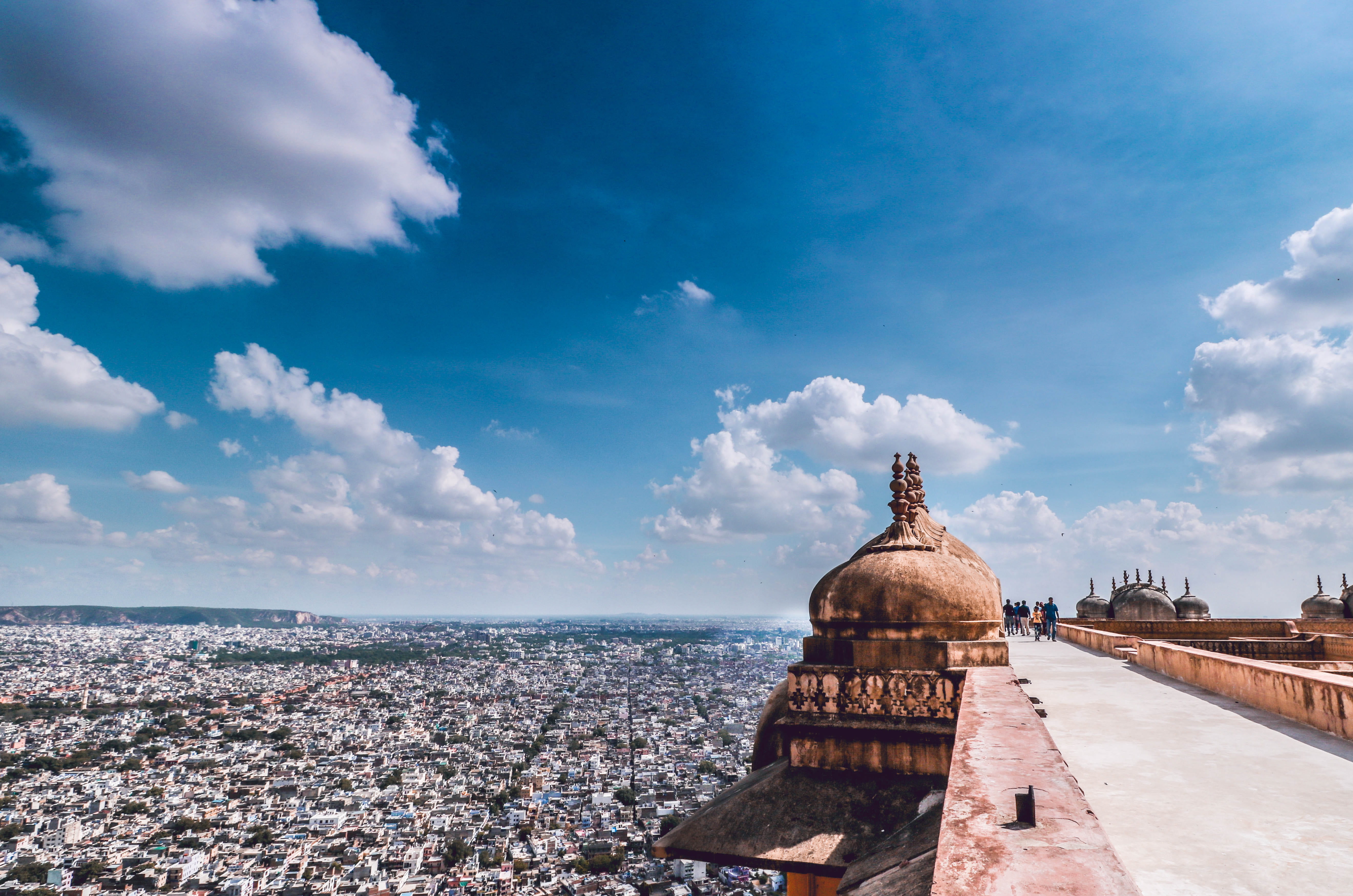 religion, architecture, palace, people, day, city, fort, cityscape, travel, place of worship, sky, spirituality, horizon, history, jaipur, building exterior, HD Wallpaper