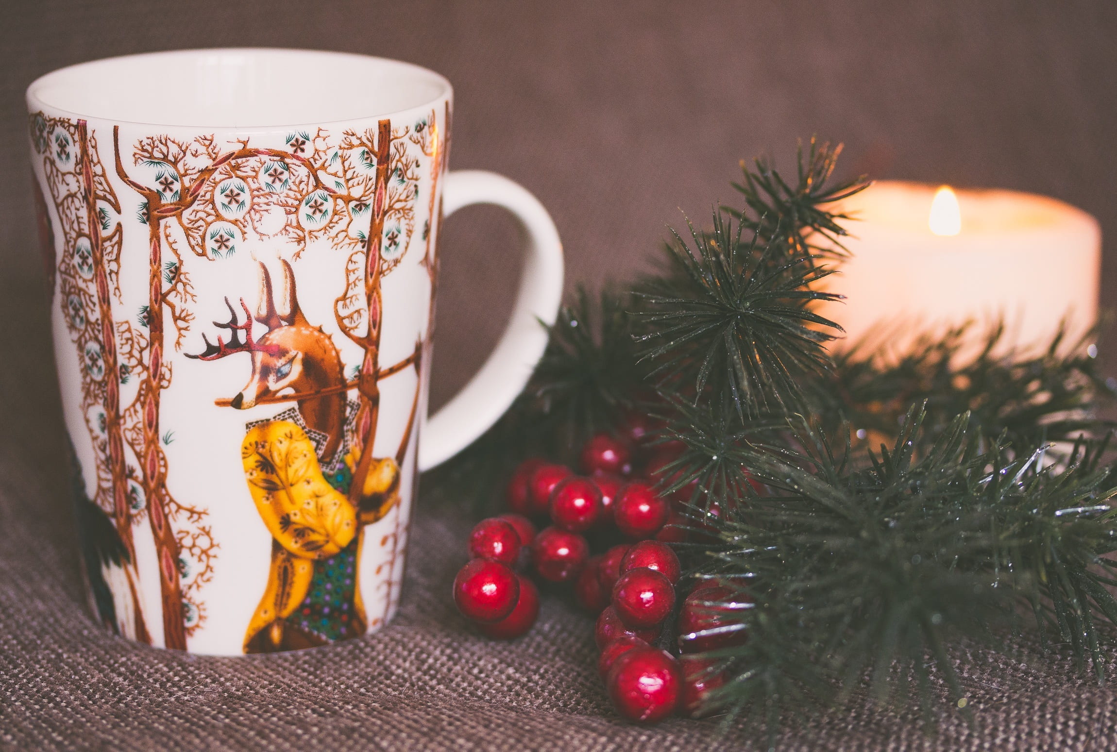 selective, tea - hot drink, christmas tree, mistletoe, indoors, refreshment, focus, food and drink, spruce, green, close-up, drink, pine, tree, yuletide, HD Wallpaper
