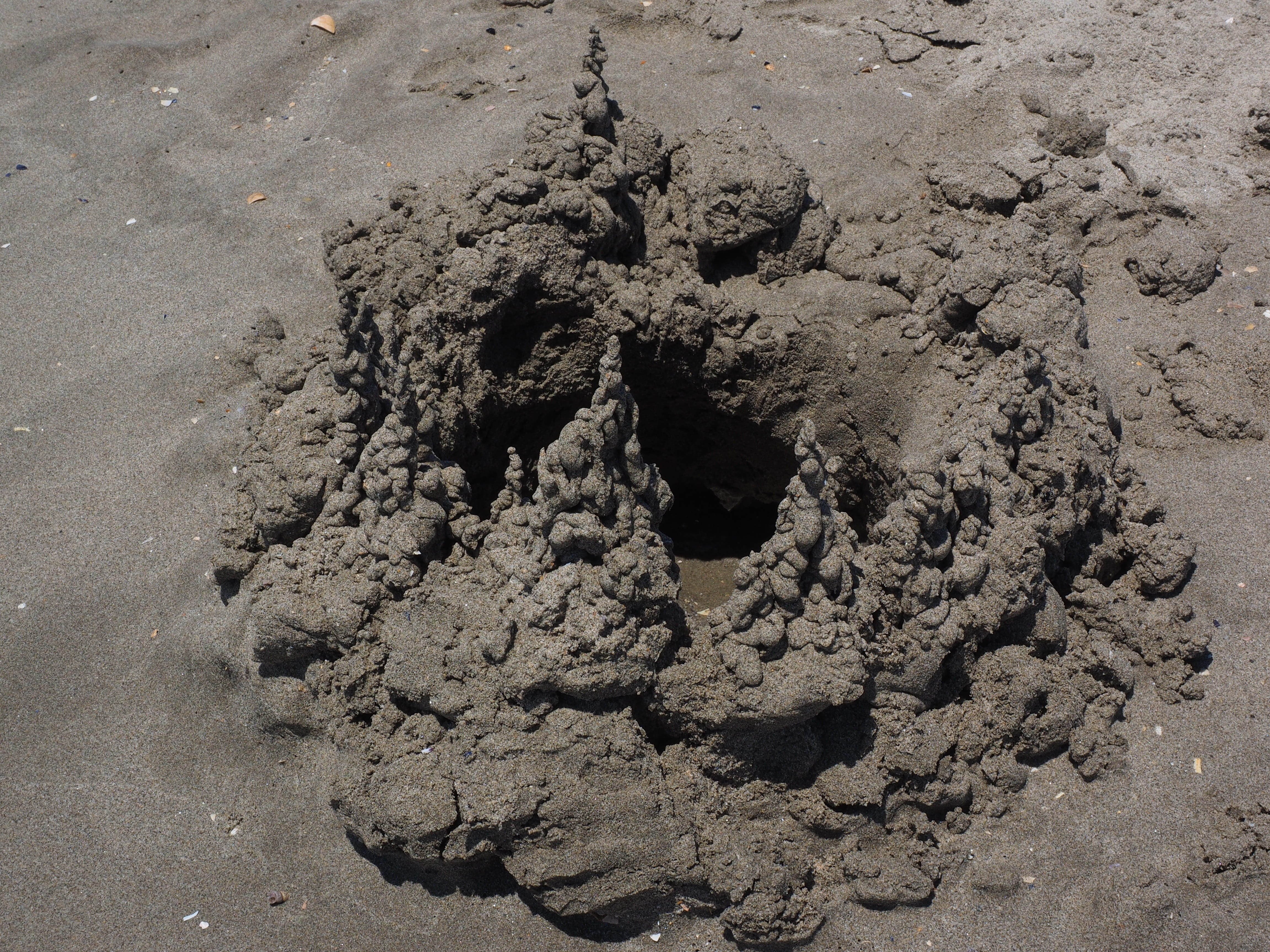 rock, close-up, arid climate, sunlight, beach, lava, holiday, textured, brown, towers, sea, sand, klecker castle, dirt, land, 4K, drip castle, day, beauty in nature, HD Wallpaper