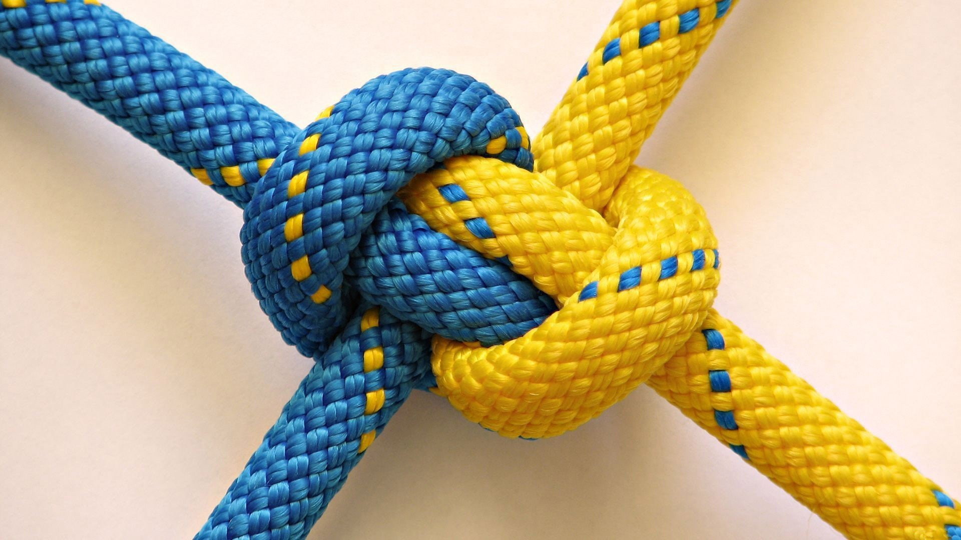 ropes, knot, 1080P, climbing, yellow, blue, simple background, HD Wallpaper