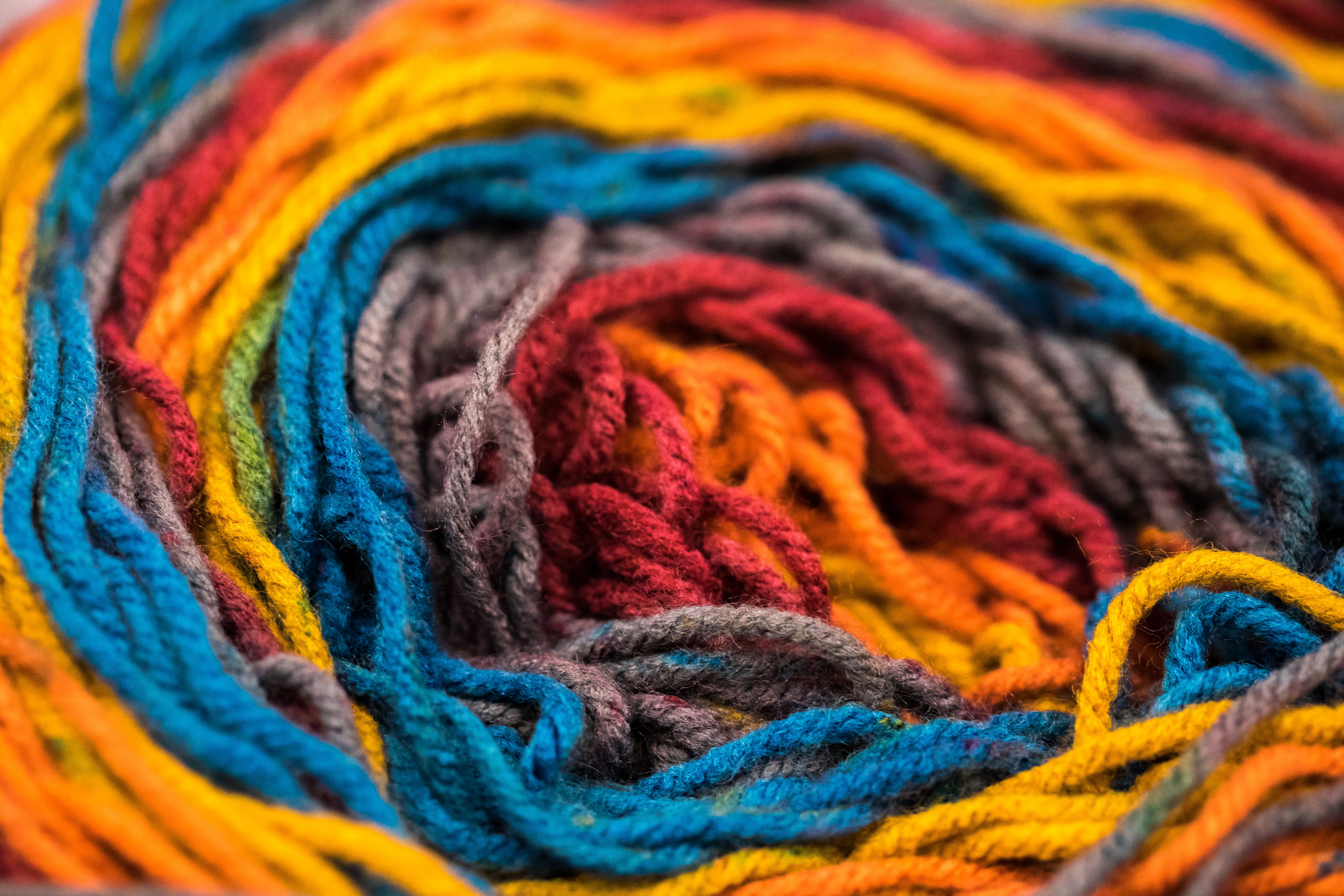 craft, no people, candy, weaving, full frame, rope, textile, industry, close-up, softness, scarf, clothing, knitting, orange color, yarns, pattern, large group of objects, HD Wallpaper