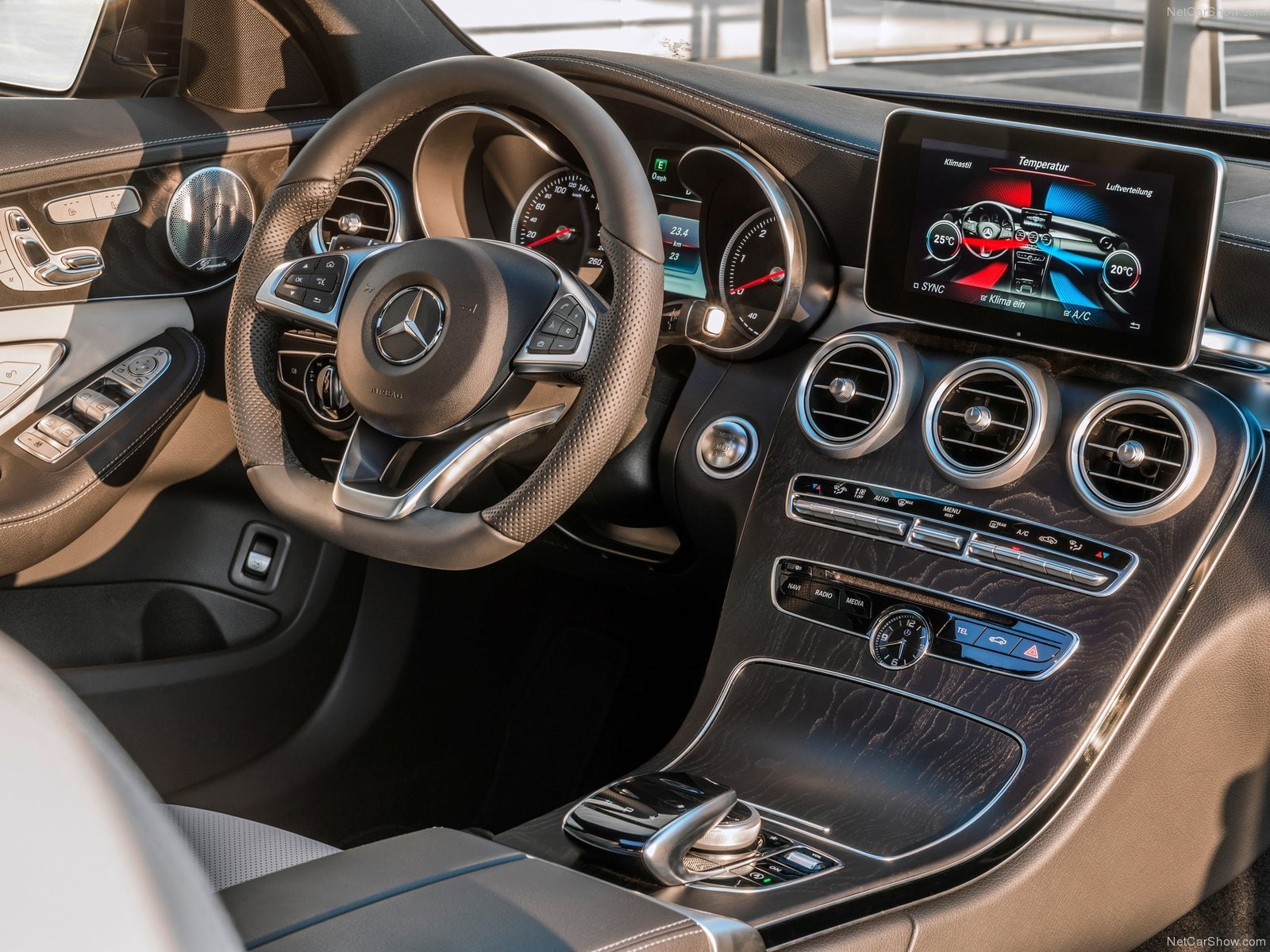 germany, estate, blue, break, bleue, mercedes, 1204, brown, 720P, c classe, marron, interior, HD Wallpaper