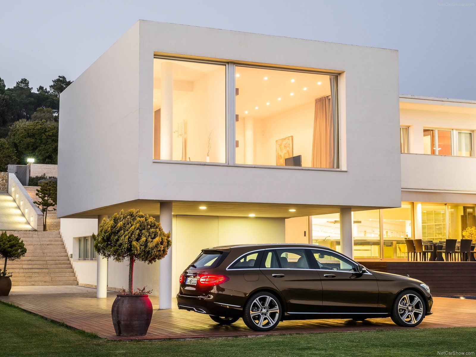 bleue, marron, germany, 720P, brown, blue, estate, mercedes, break, c classe, 1204, HD Wallpaper