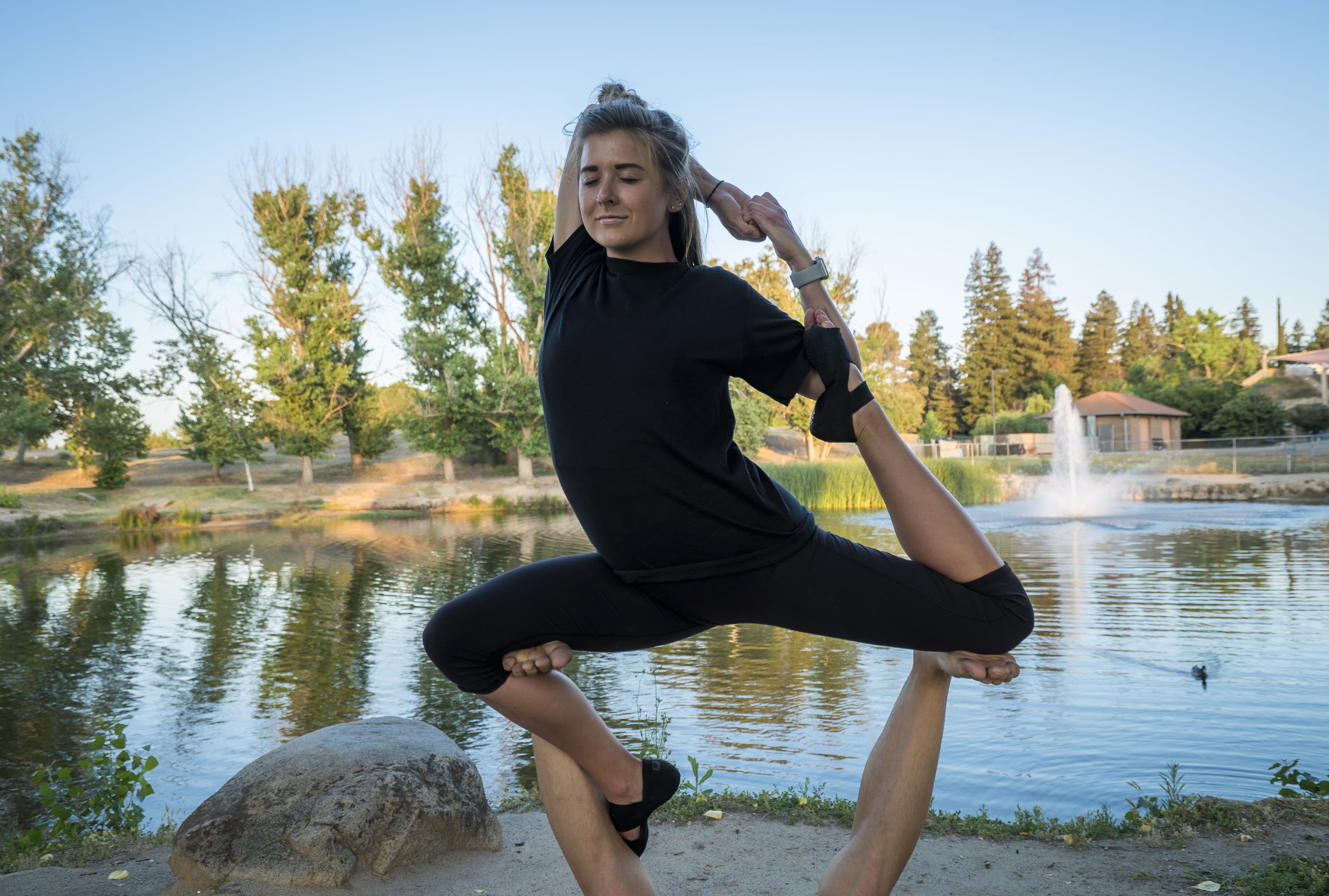 tree, acro yoga, young adult, united states, reflection, teenager, lifestyles, fresno park, lake, day, one person, balance, real people, leisure activity, HD Wallpaper