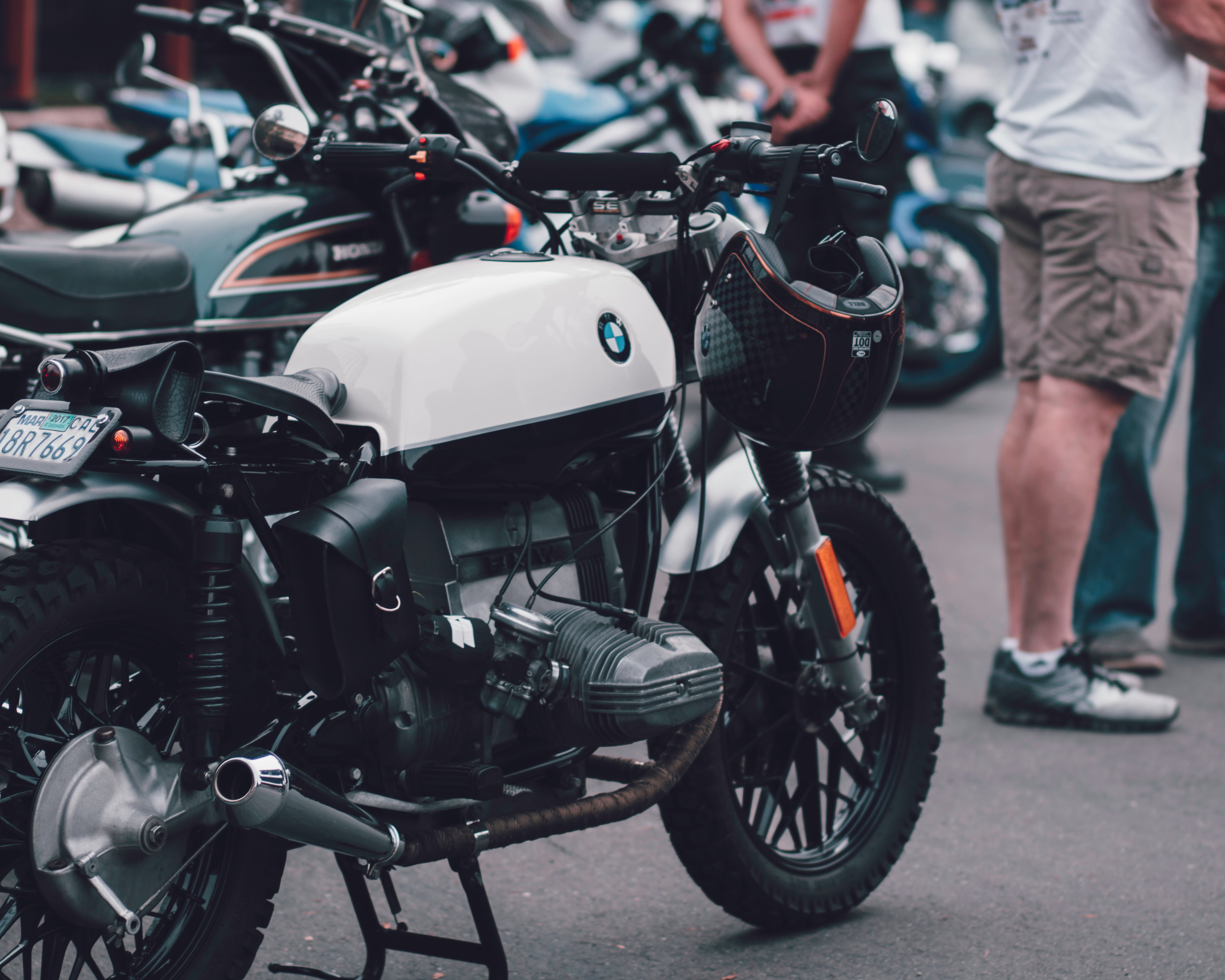 outdoors, elegance, riding, customized, engine, harley Davidson, helmet, stationary, scooter, land Vehicle, street, road, bmw, transportation, incidental people, HD Wallpaper