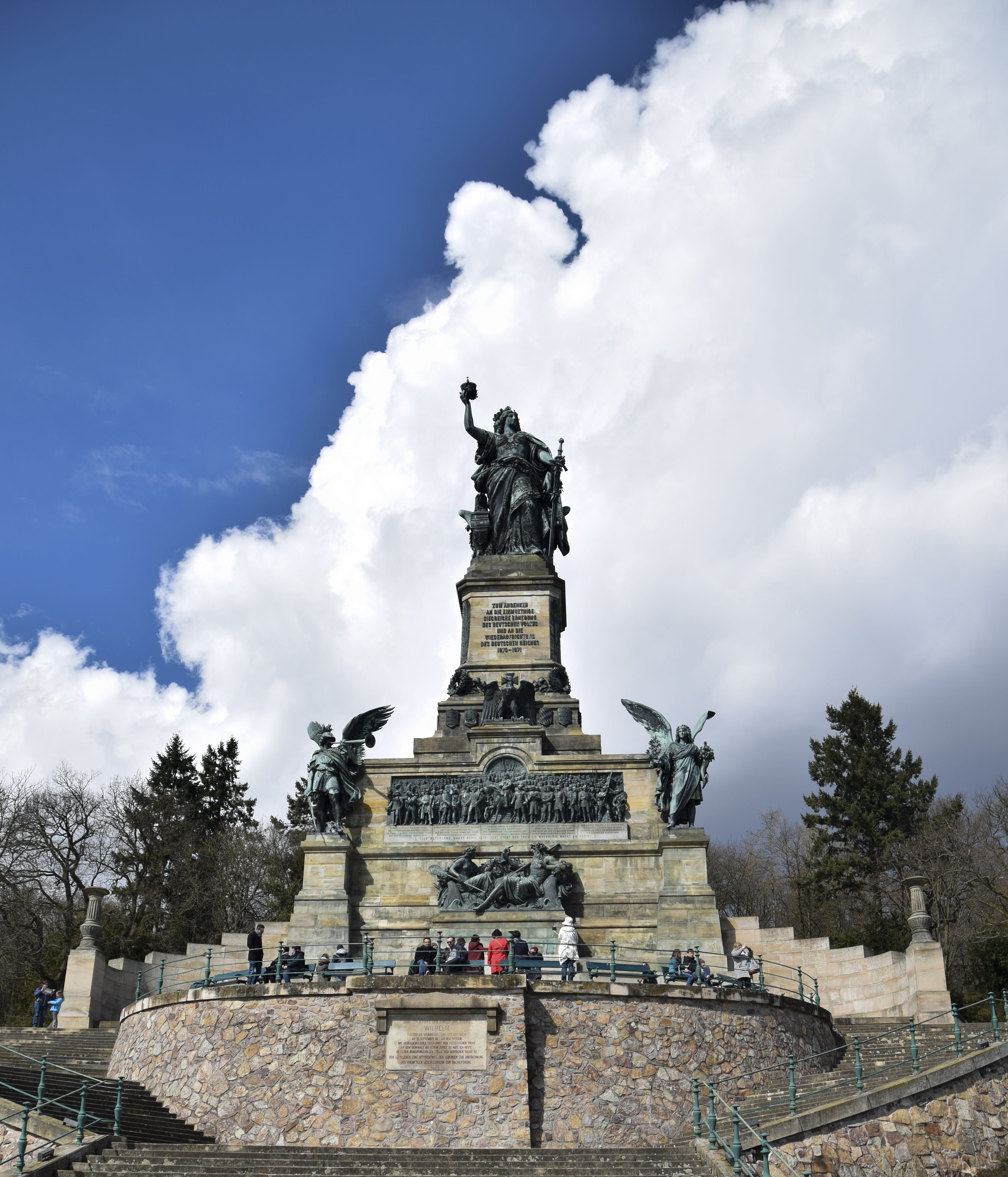 travel destinations, art and craft, tourism, empire, hesse, nature, nationalism, places of interest, niederwalddenkmal, statue, rhine, male likeness, niederwald, Phone HD Wallpaper