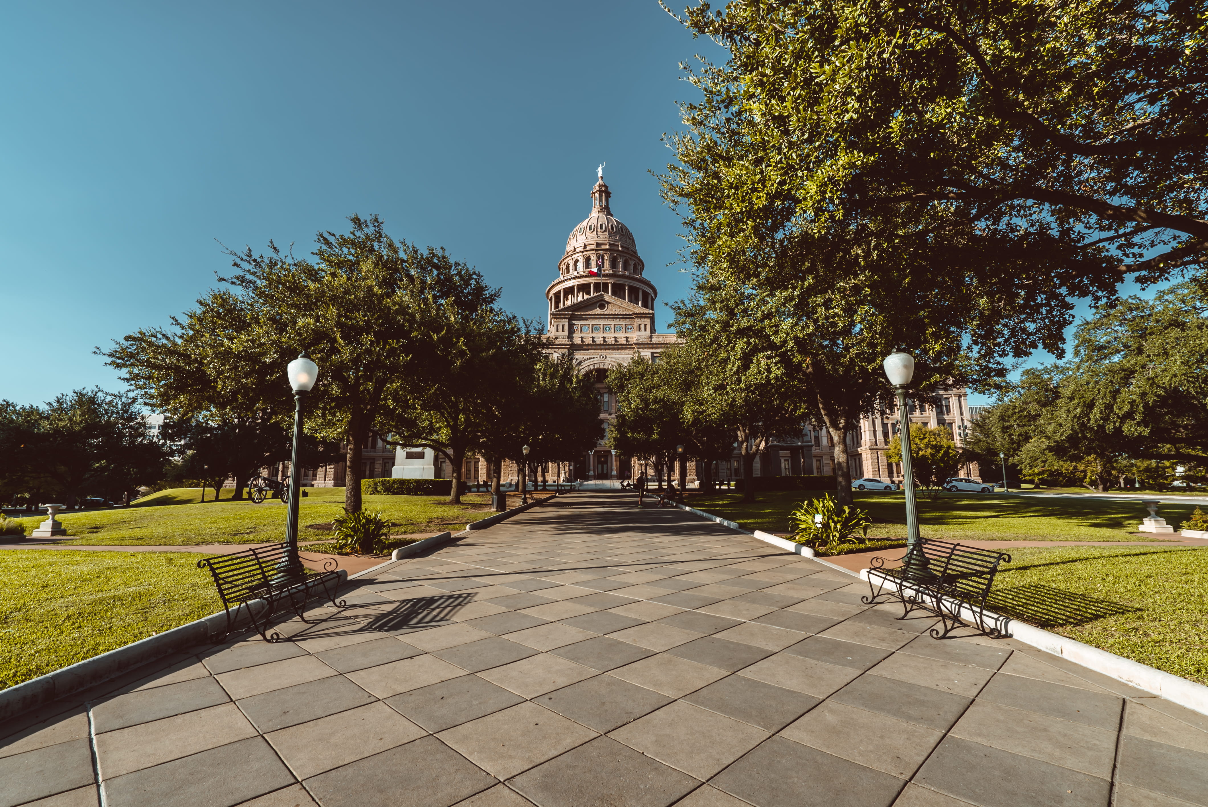 sunny day, building, dome, plant, walkway, building exterior, federal, 4K, tx, leadership, texas, direction, grass, capital, travel destinations, tree, HD Wallpaper