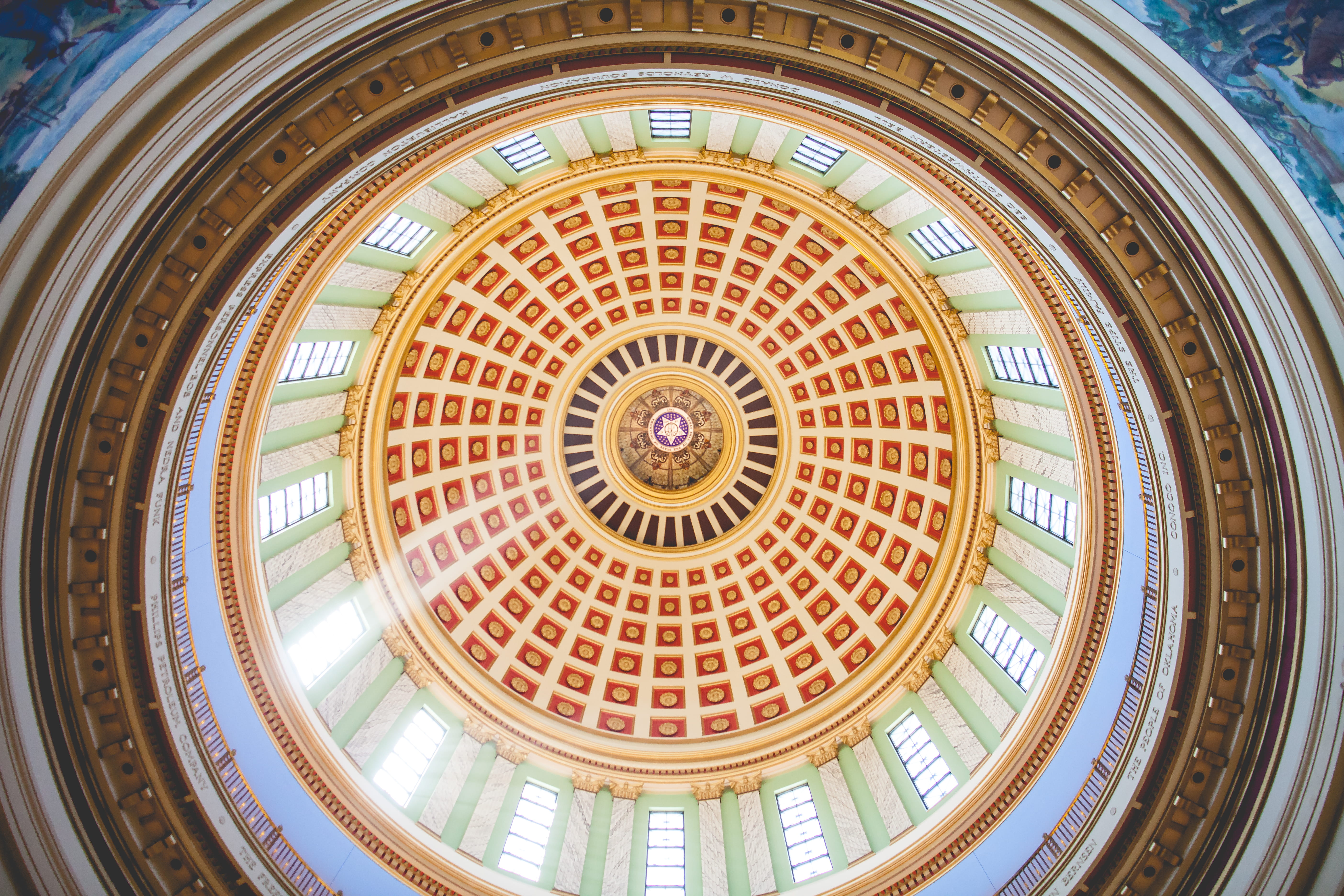 pattern, architectural feature, capitol, design, building exterior, religion, shape, colors, patterns, architecture, dome, oklahoma, ceiling, built structure, HD Wallpaper