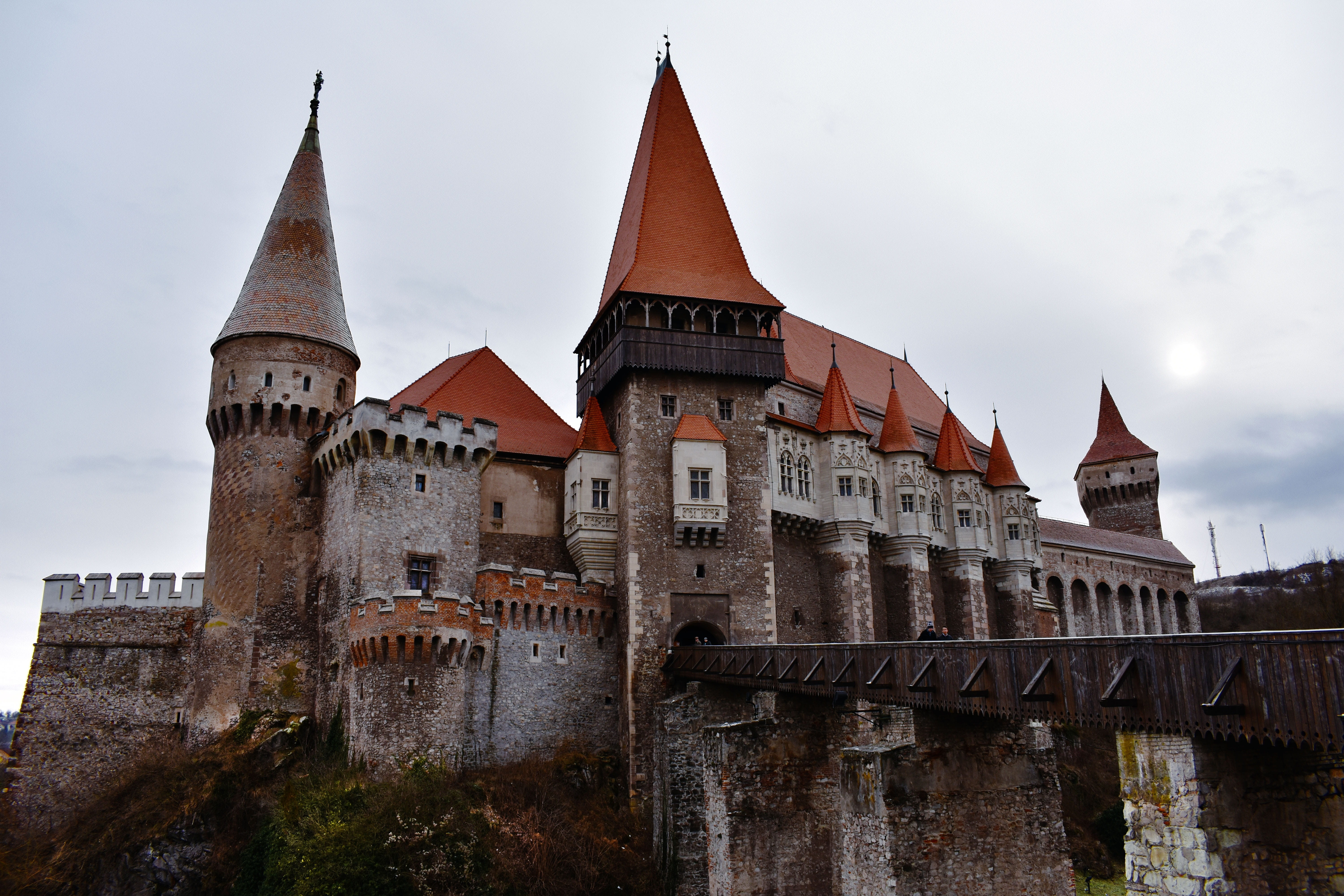city, built structure, bridge, sky, tower, no people, cloud - sky, history, hill, old, the nun, outdoors, castle, spire, king, queen, architecture, nature, HD Wallpaper