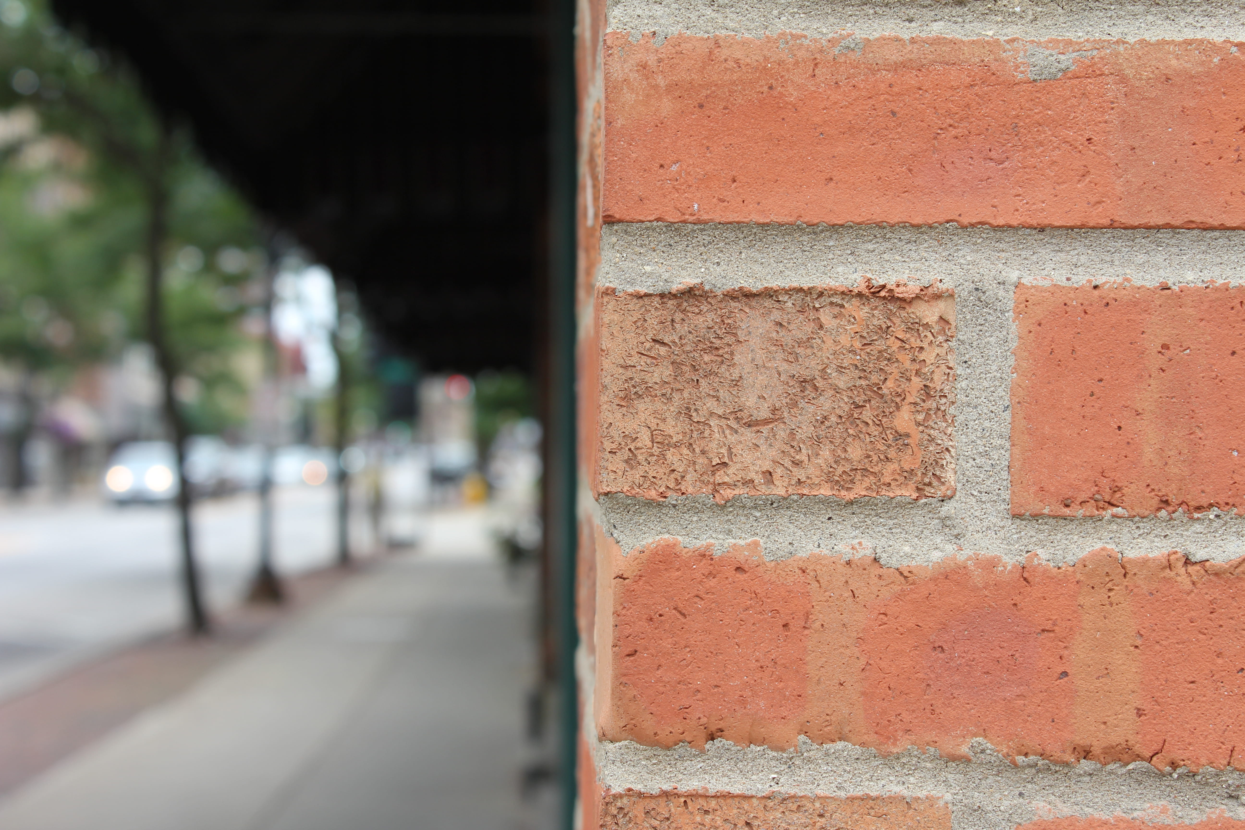 sidewalk, rockford, red, built structure, corner, no people, wall - building feature, city, building exterior, brick wall, close-up, motor vehicle, wall, HD Wallpaper