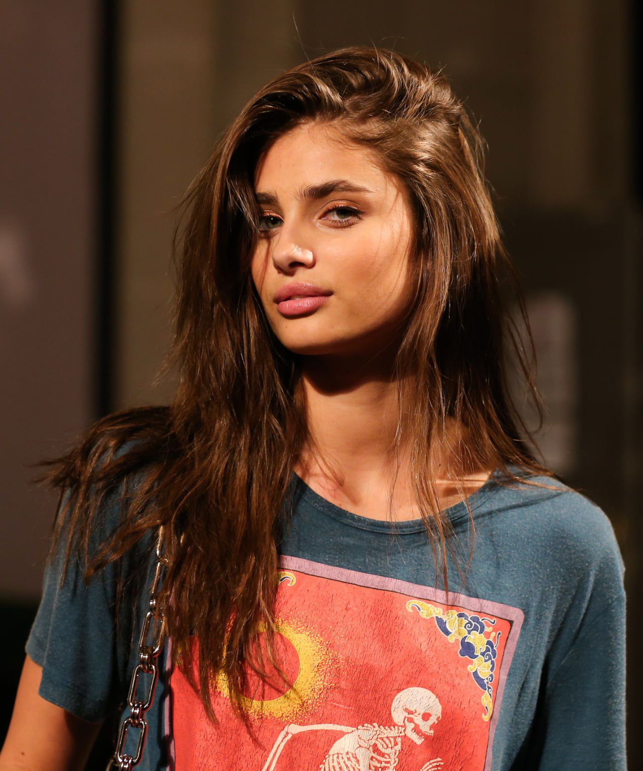 long hair, women, looking at viewer, dark hair, model, brunette, 720P, green eyes, Taylor Hill, Phone HD Wallpaper