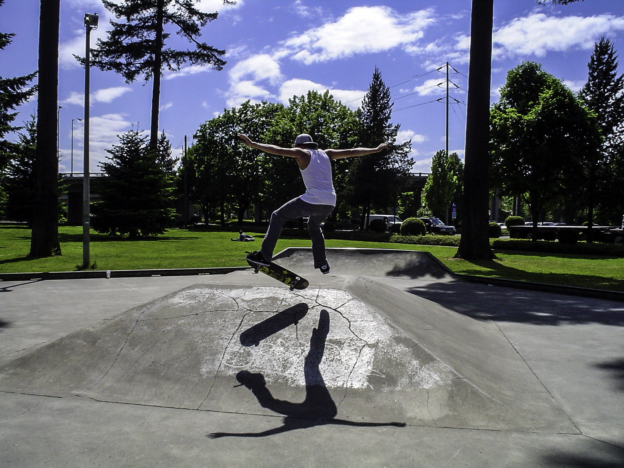 Skateboarder, exercising, adults only, healthy Lifestyle, outdoors, marion, sky, sport, skill, day, tree, young Adult, mid-air, park, men, lifestyles, balance, HD Wallpaper