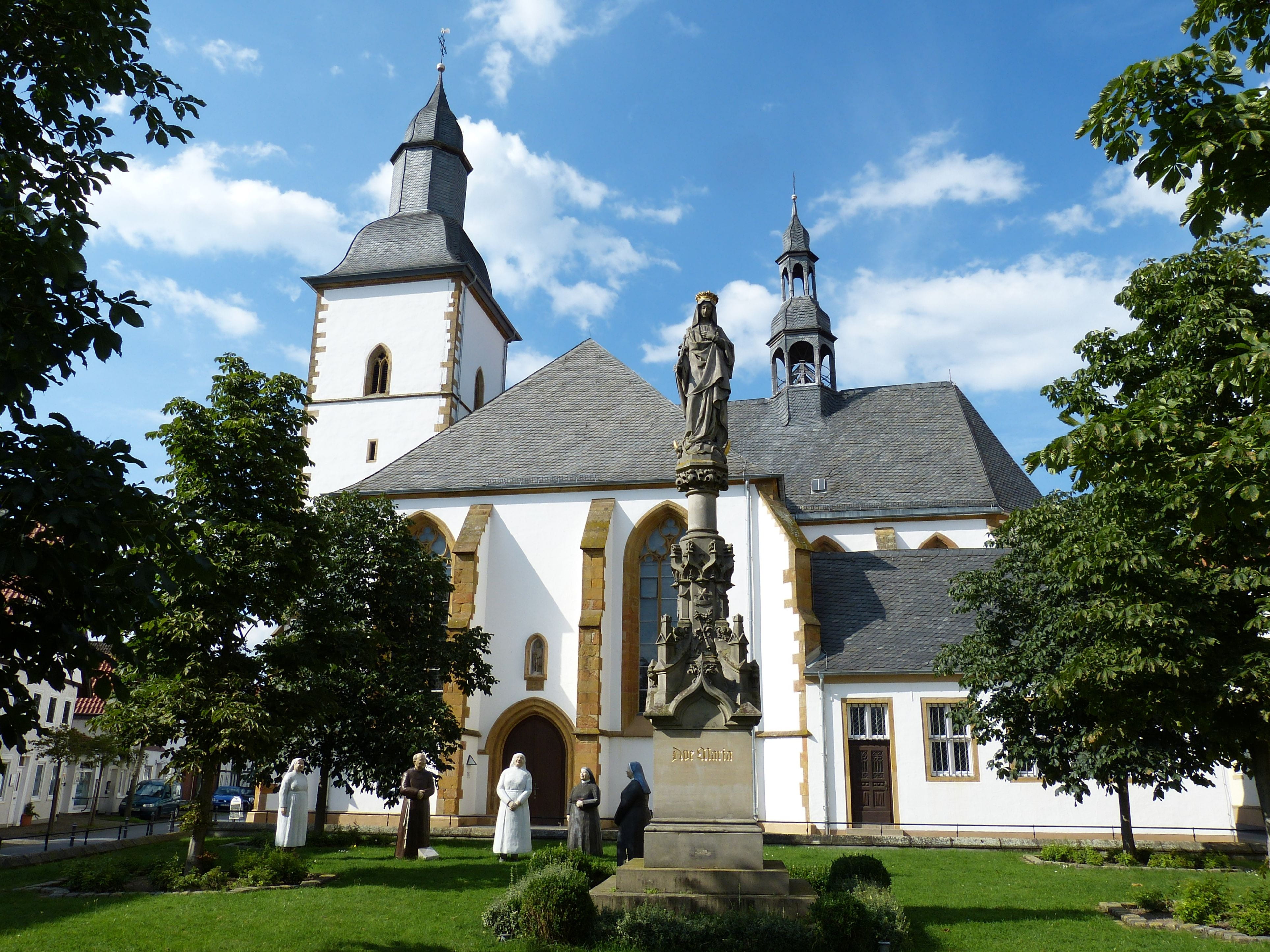 building, sky, no people, maria, day, cross, outdoors, architecture, tower, spire, historically, nature, cloud - sky, north rhine westphalia, tree, rheda-wiedenbrück, HD Wallpaper