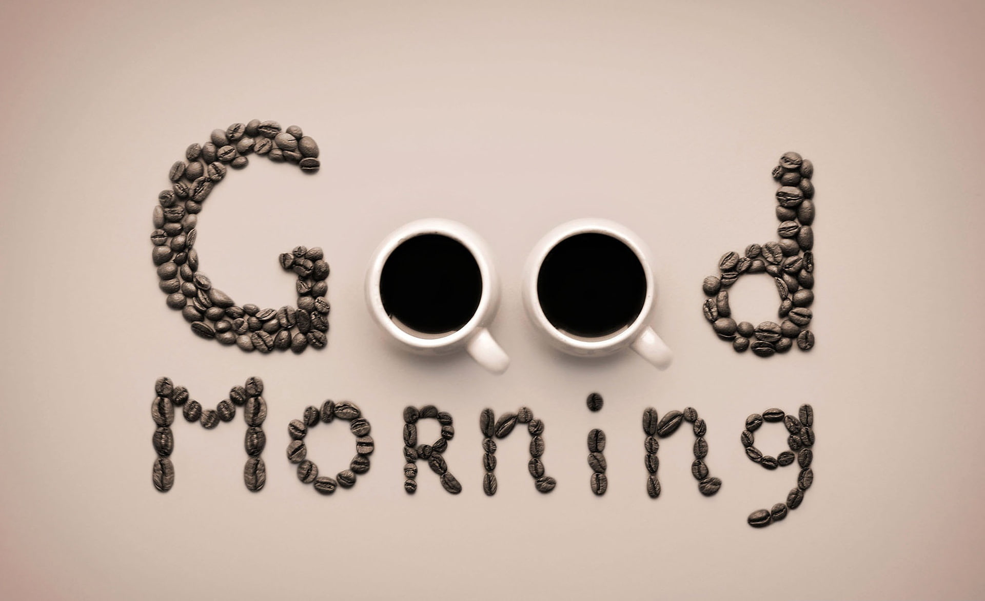 1080P, black, two, colored background, drink, single word, communication, Morning, cups, text, no people, Good, Coffee, studio shot, still life, indoors, HD Wallpaper