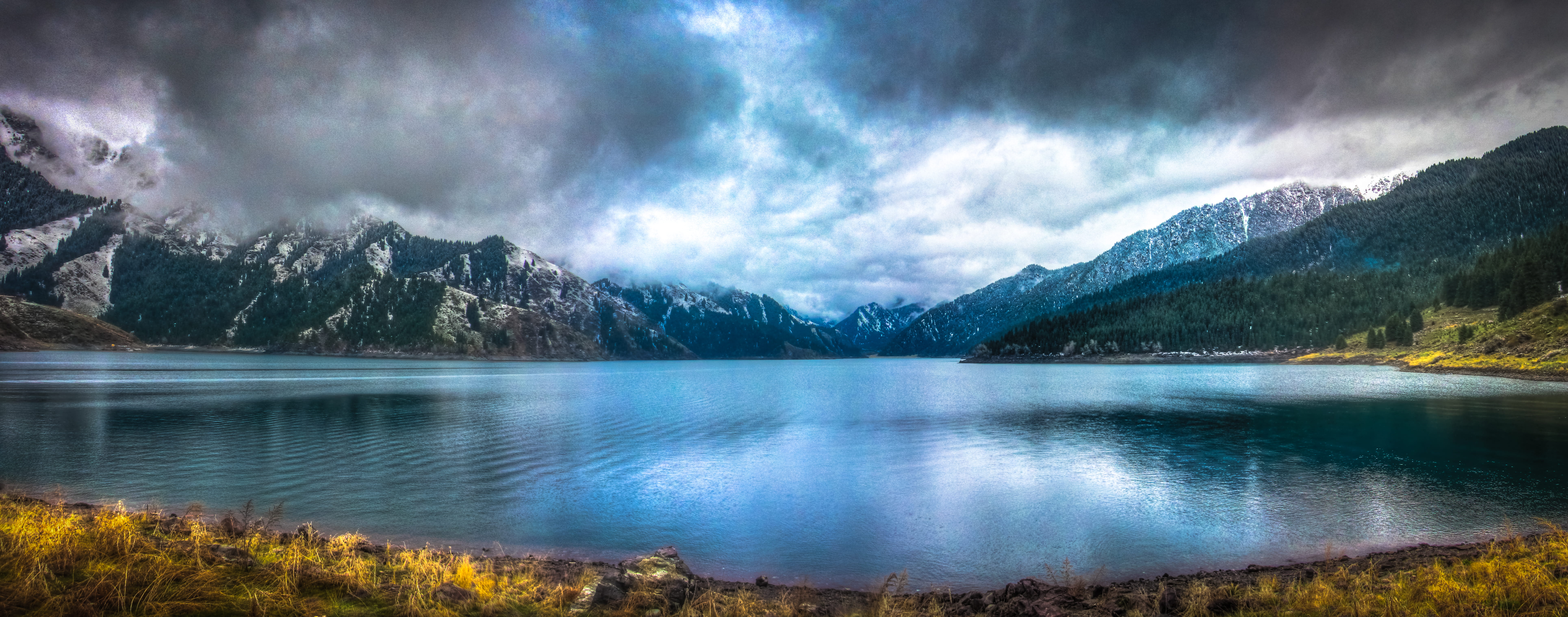 snow, tranquil scene, environment, nature, xinjiang, water, china, changji huizu, altitude, mountain range, mountain, scenics - nature, outdoors, tree, HD Wallpaper
