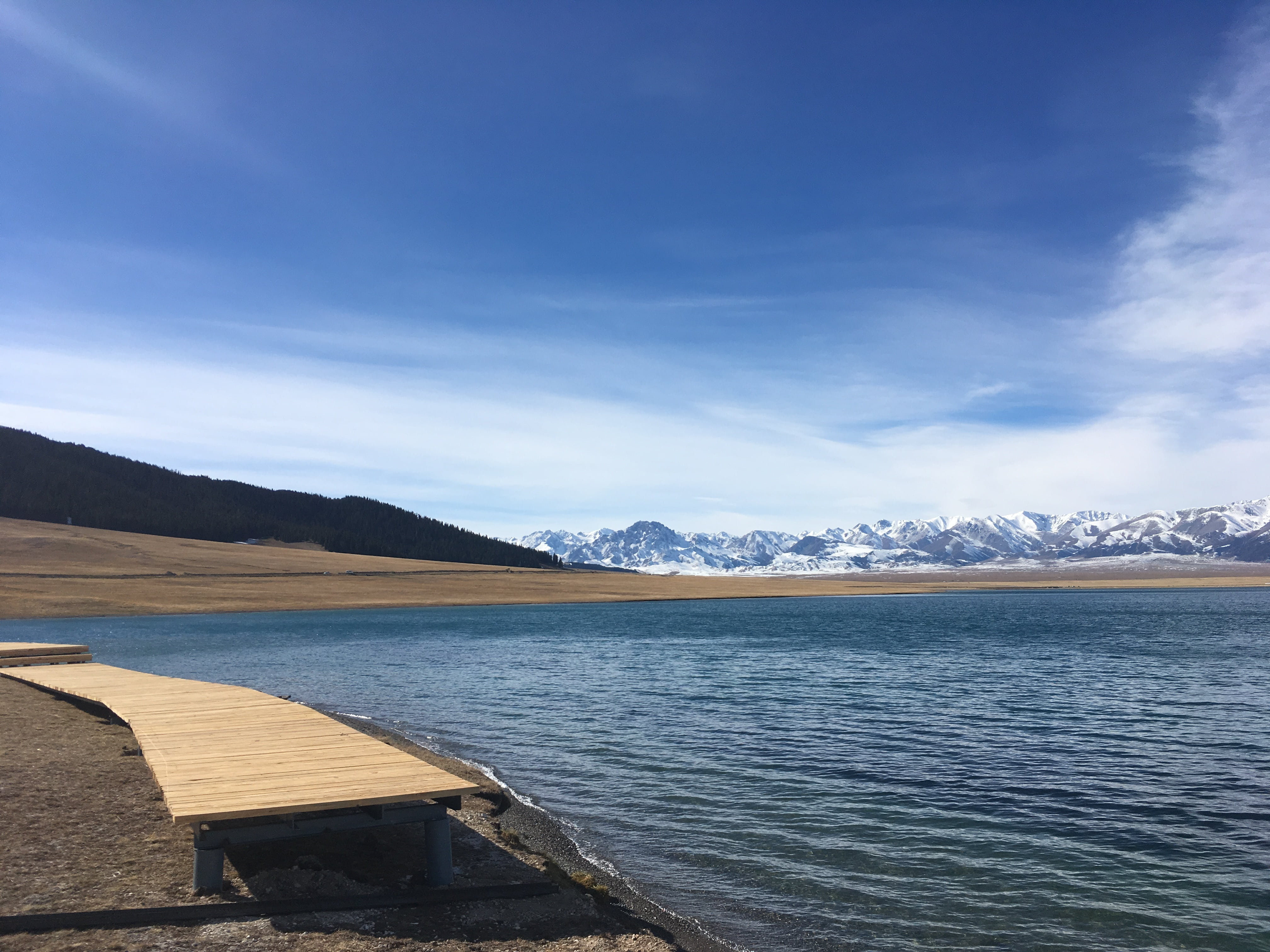 nature, serry wood lake, scenics - nature, outdoors, in xinjiang, blue, mountain range, mountain, tranquility, no people, idyllic, water, sky, 4K, yili, HD Wallpaper